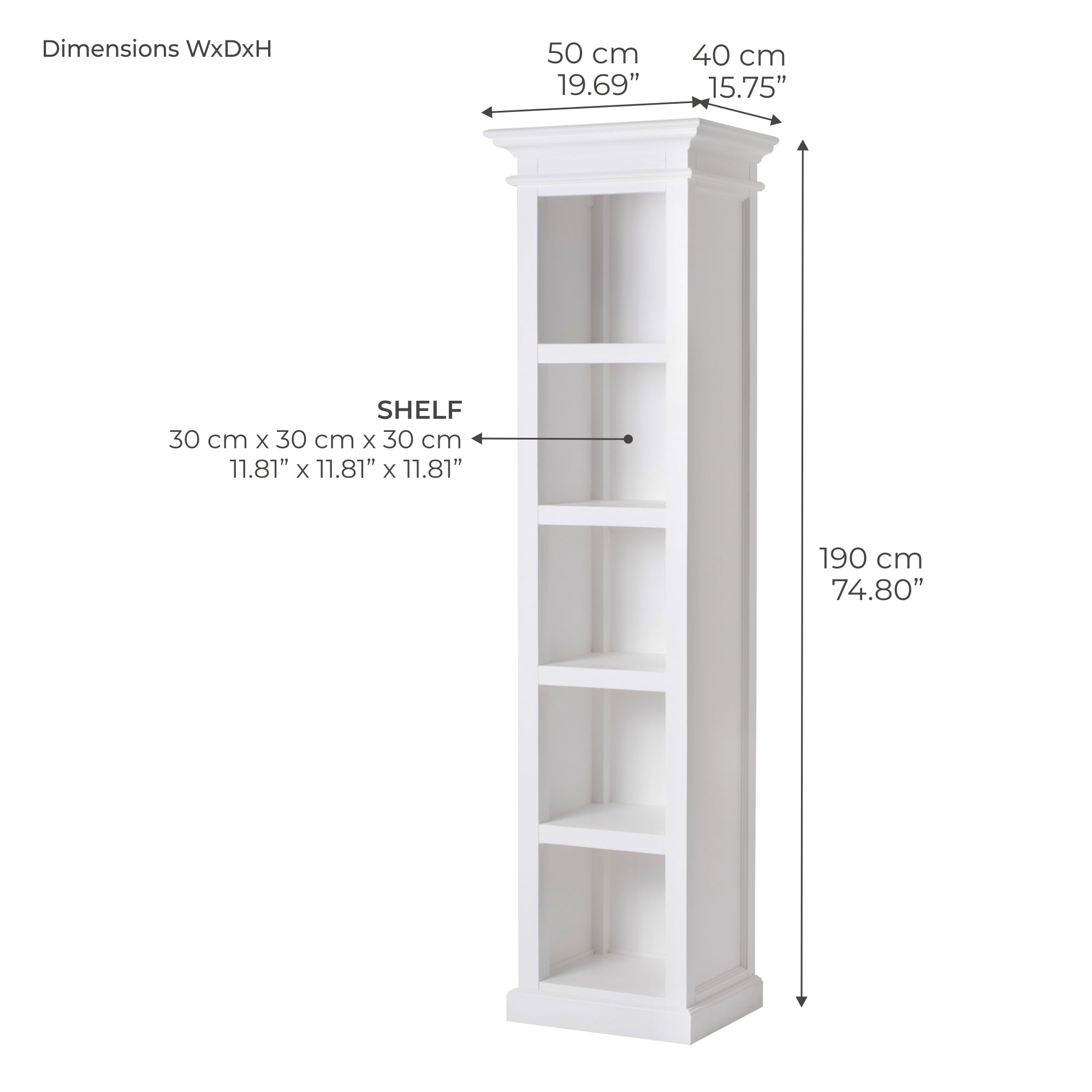 Halifax Thin Line Bookcase - White