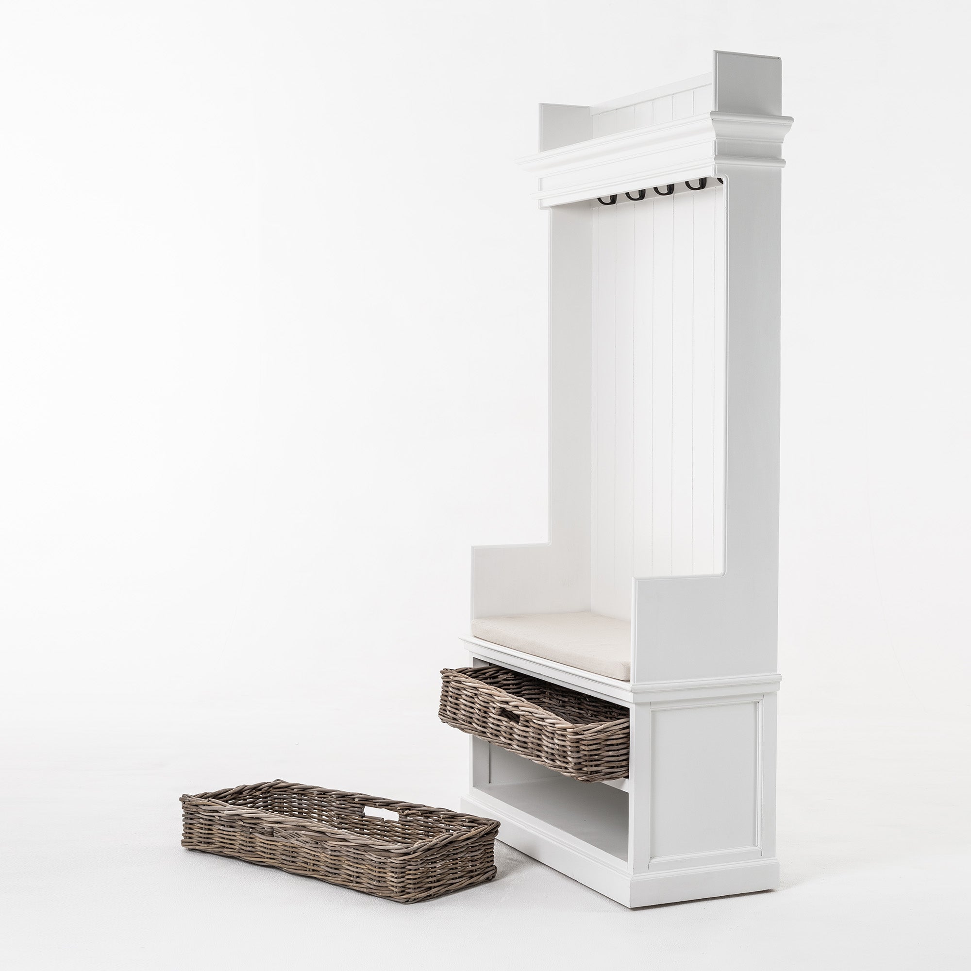 Halifax Coat Hanger Unit With Baskets - White