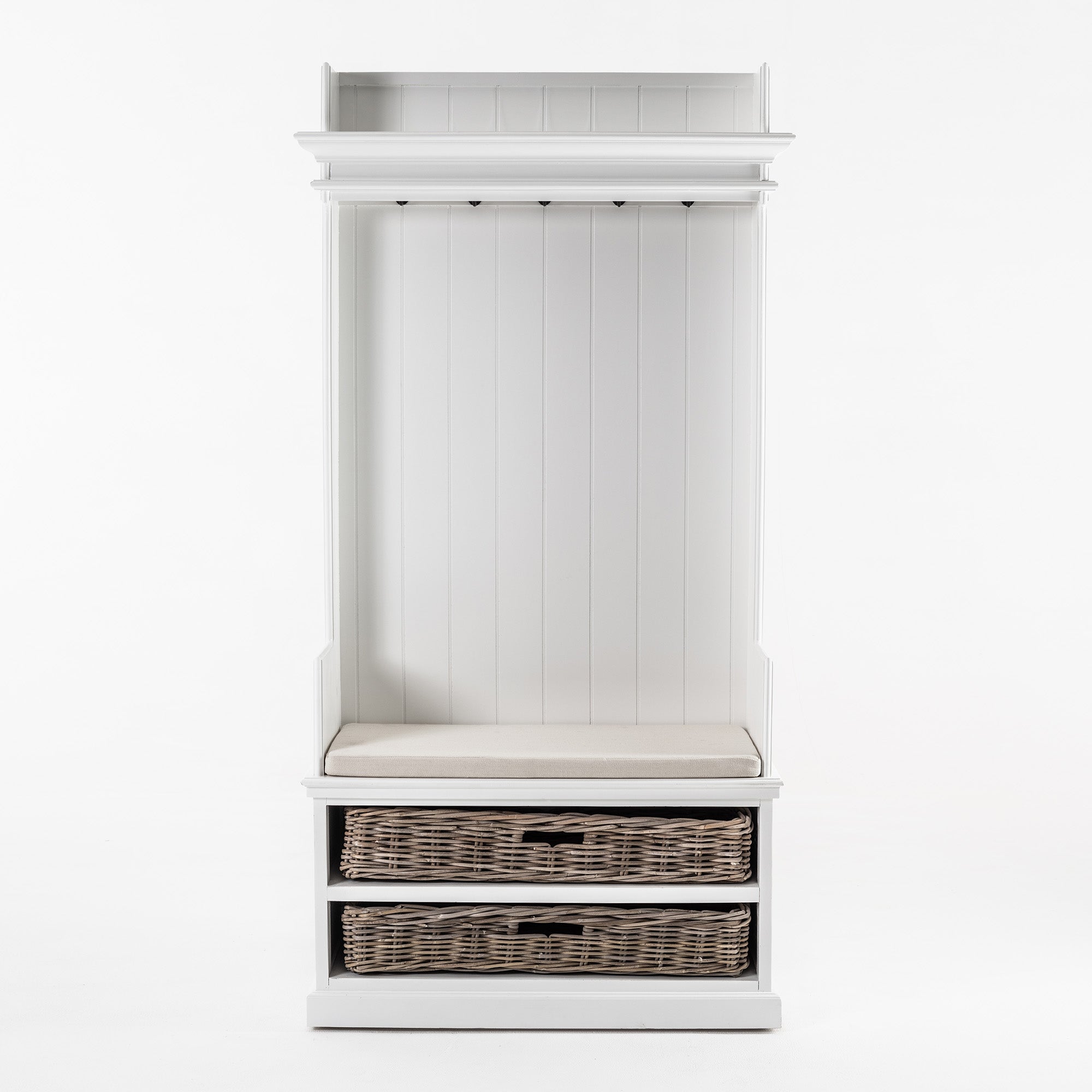 Halifax Coat Hanger Unit With Baskets - White