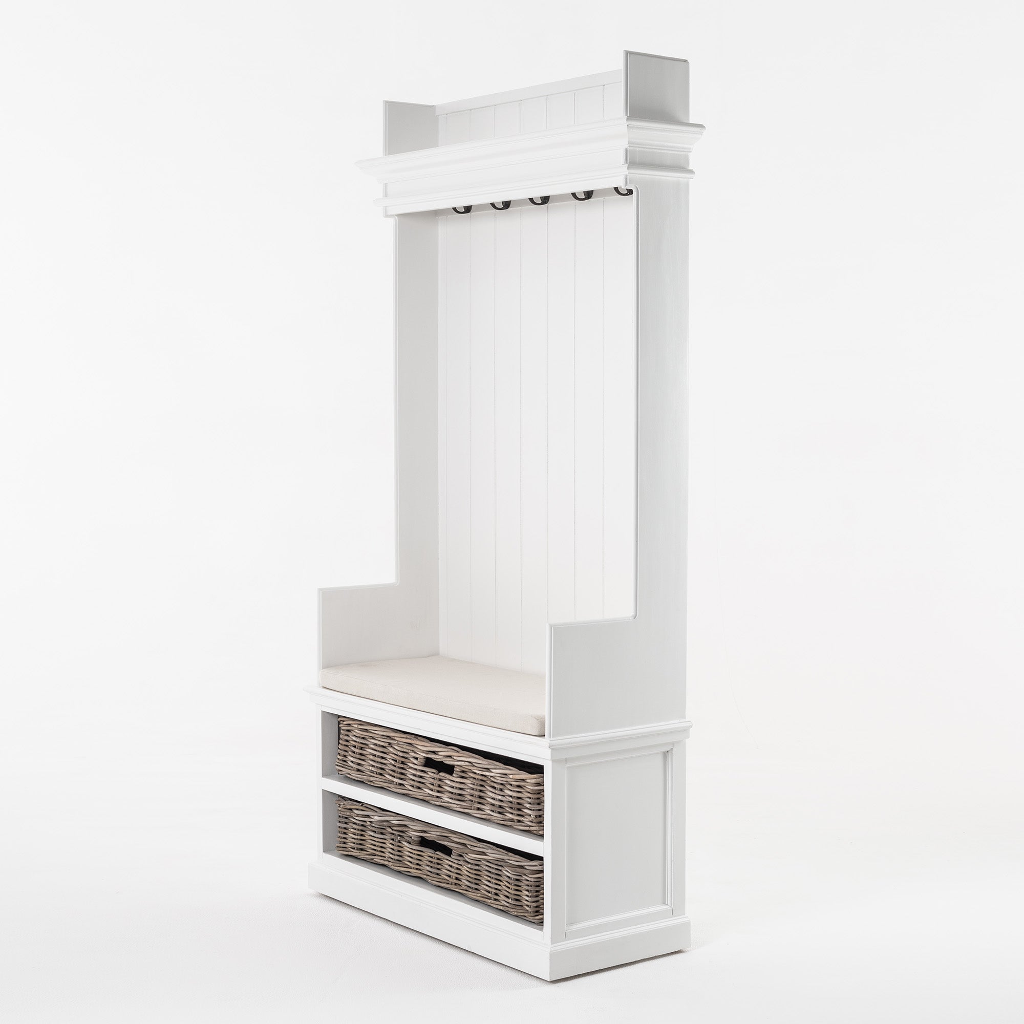 Halifax Coat Hanger Unit With Baskets - White