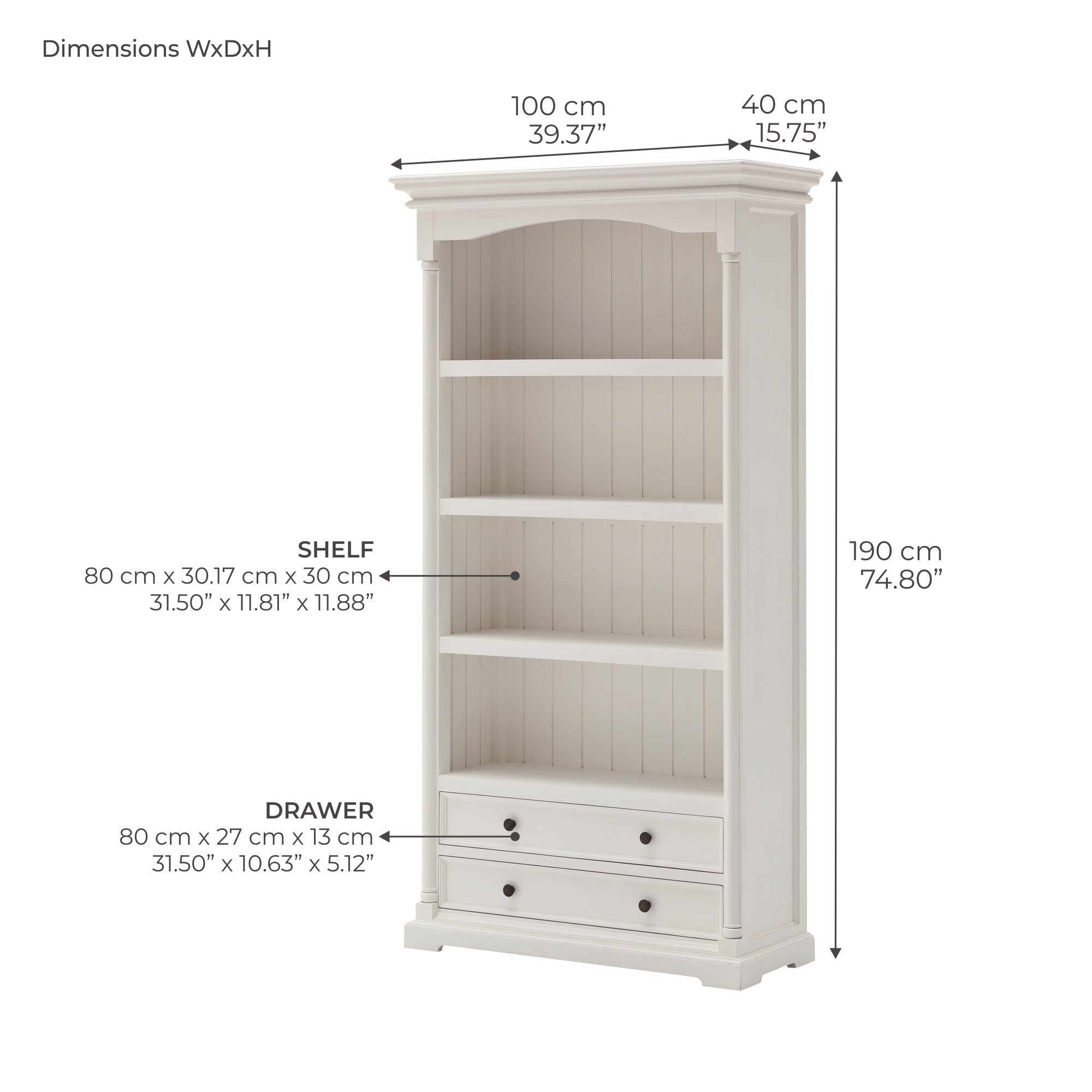 Provence Bookcase - White