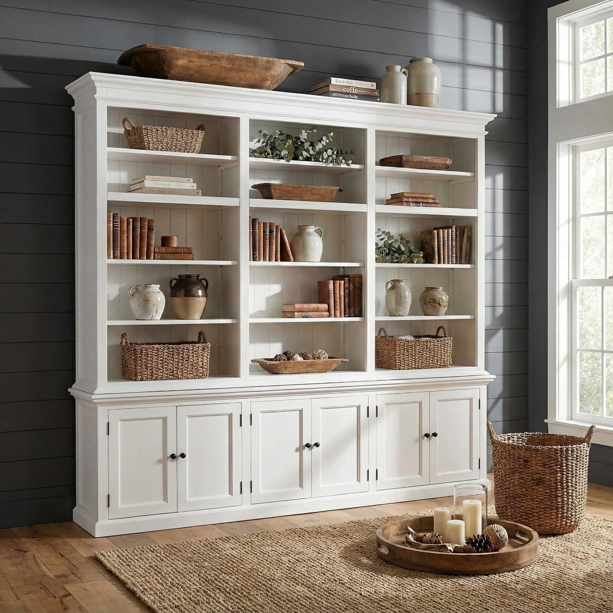 Halifax Large Hutch Bookcase - White