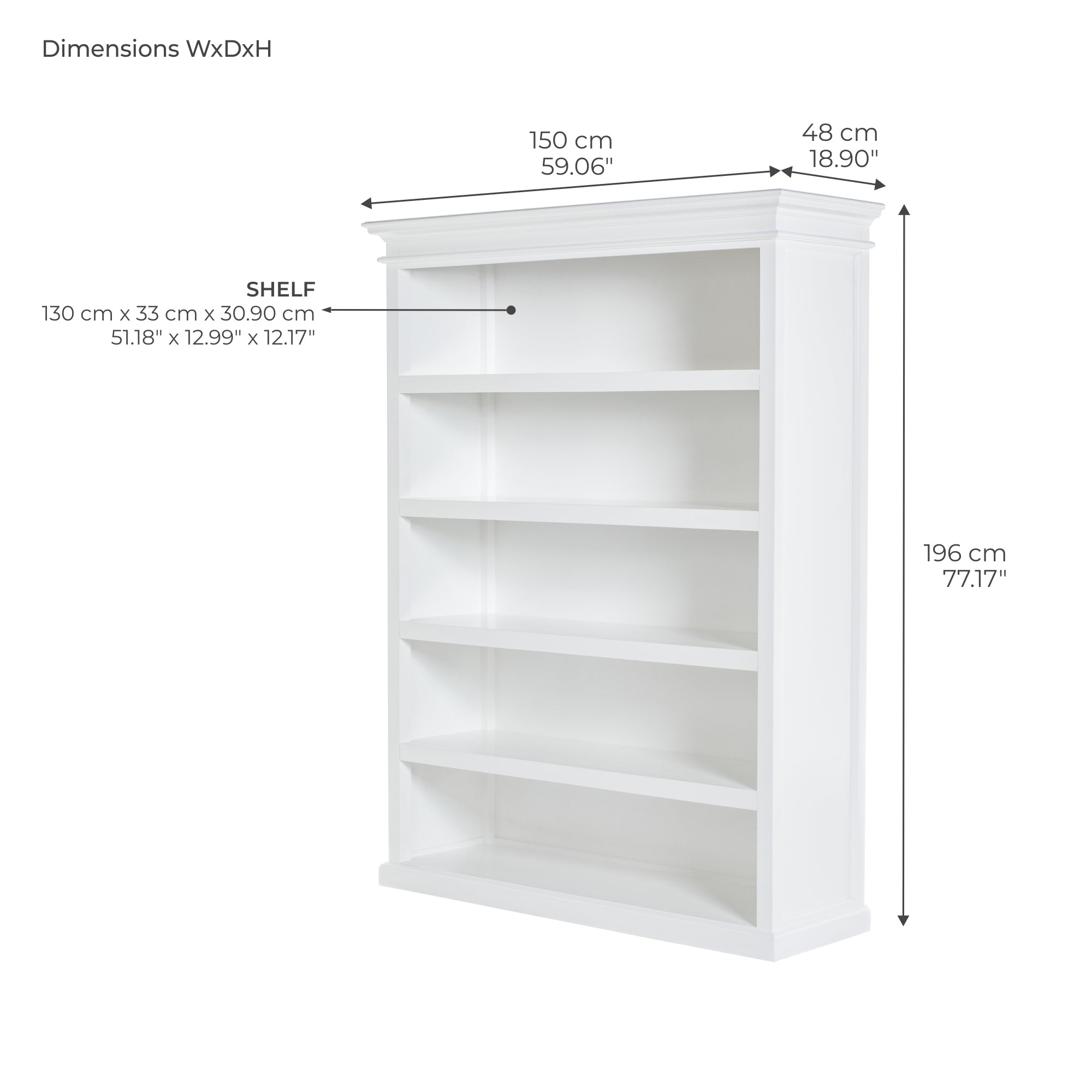 Halifax Bookcase with Shelves