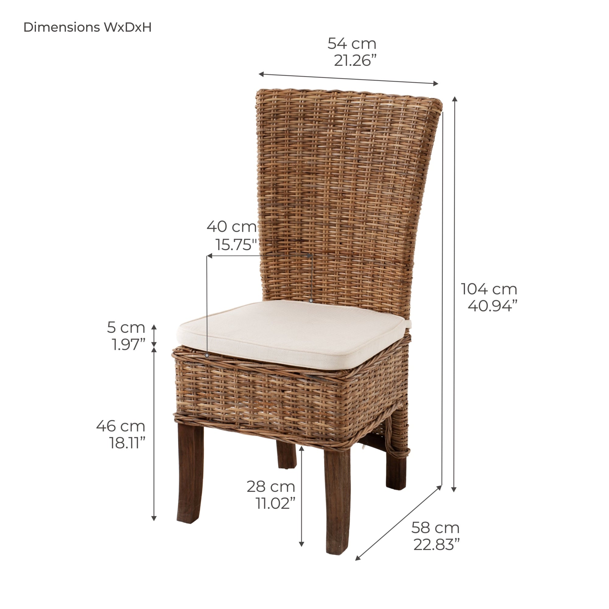 Wickerworks Salsa Kubu Rattan Dining Chair (Set of 2)