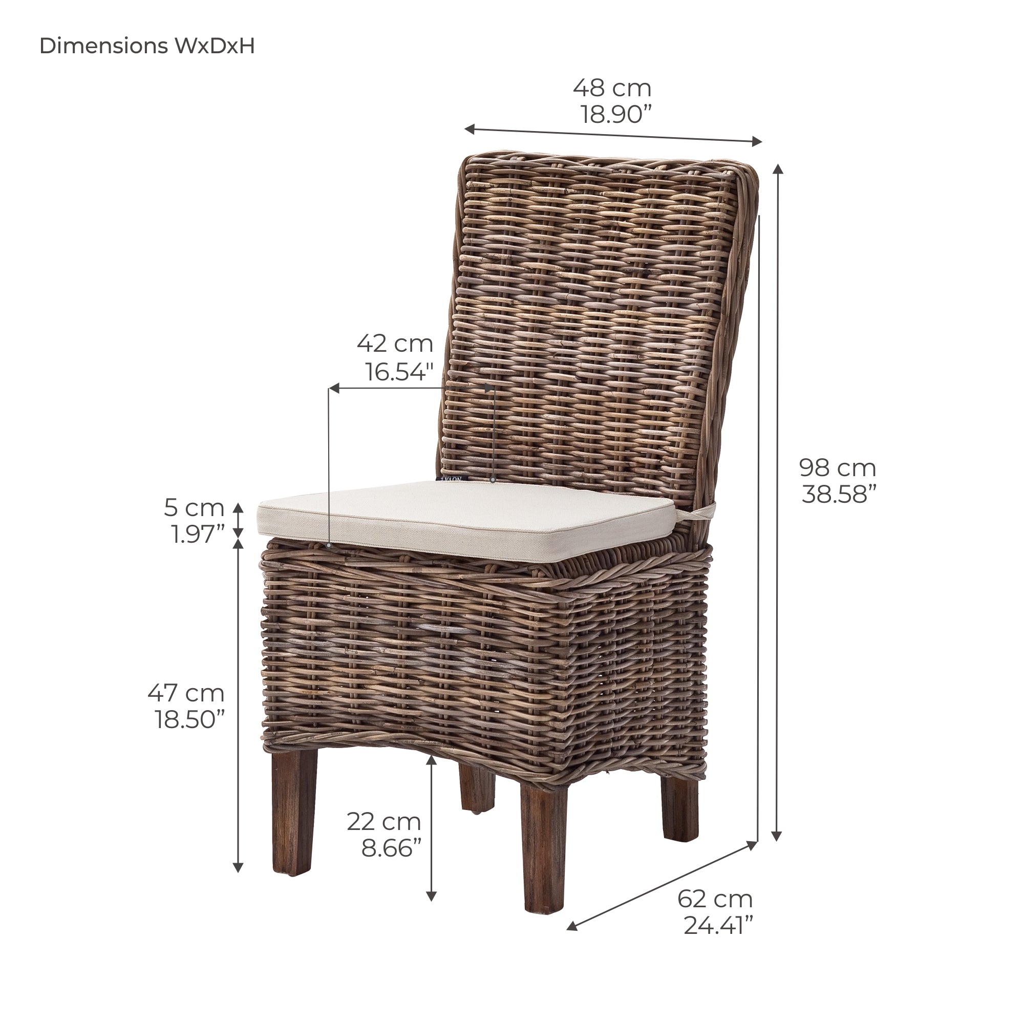 Wickerworks Morin Kubu Rattan Dining Chair (Set of 2)