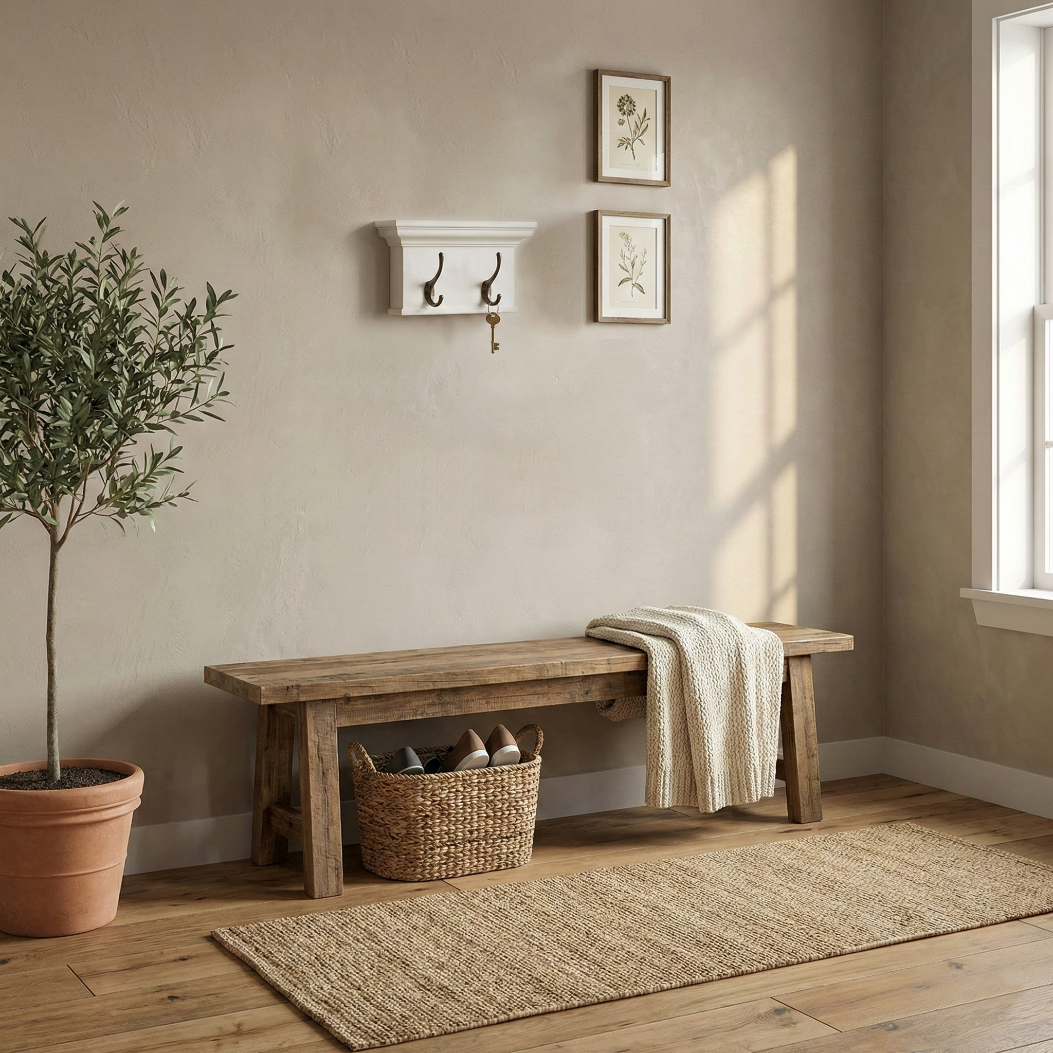 Halifax Coat Hanger Wall Unit 2 Hook - White