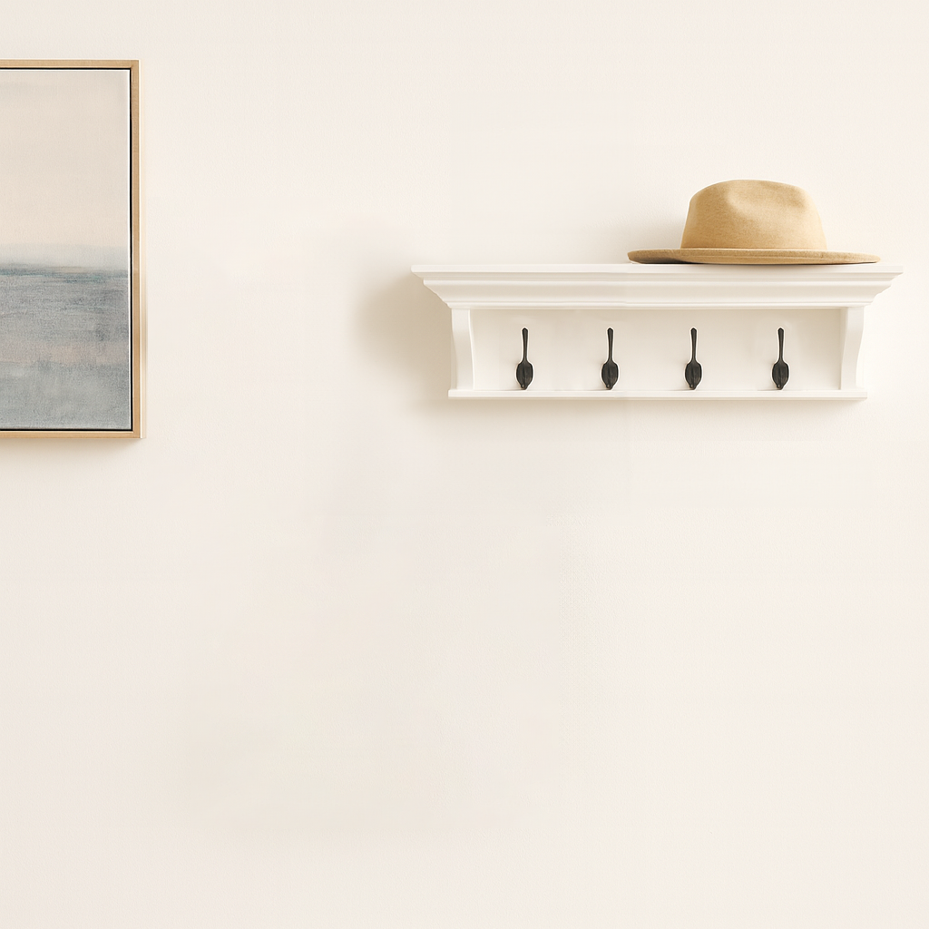 Halifax 4 Hook Coat Rack 70cm - White