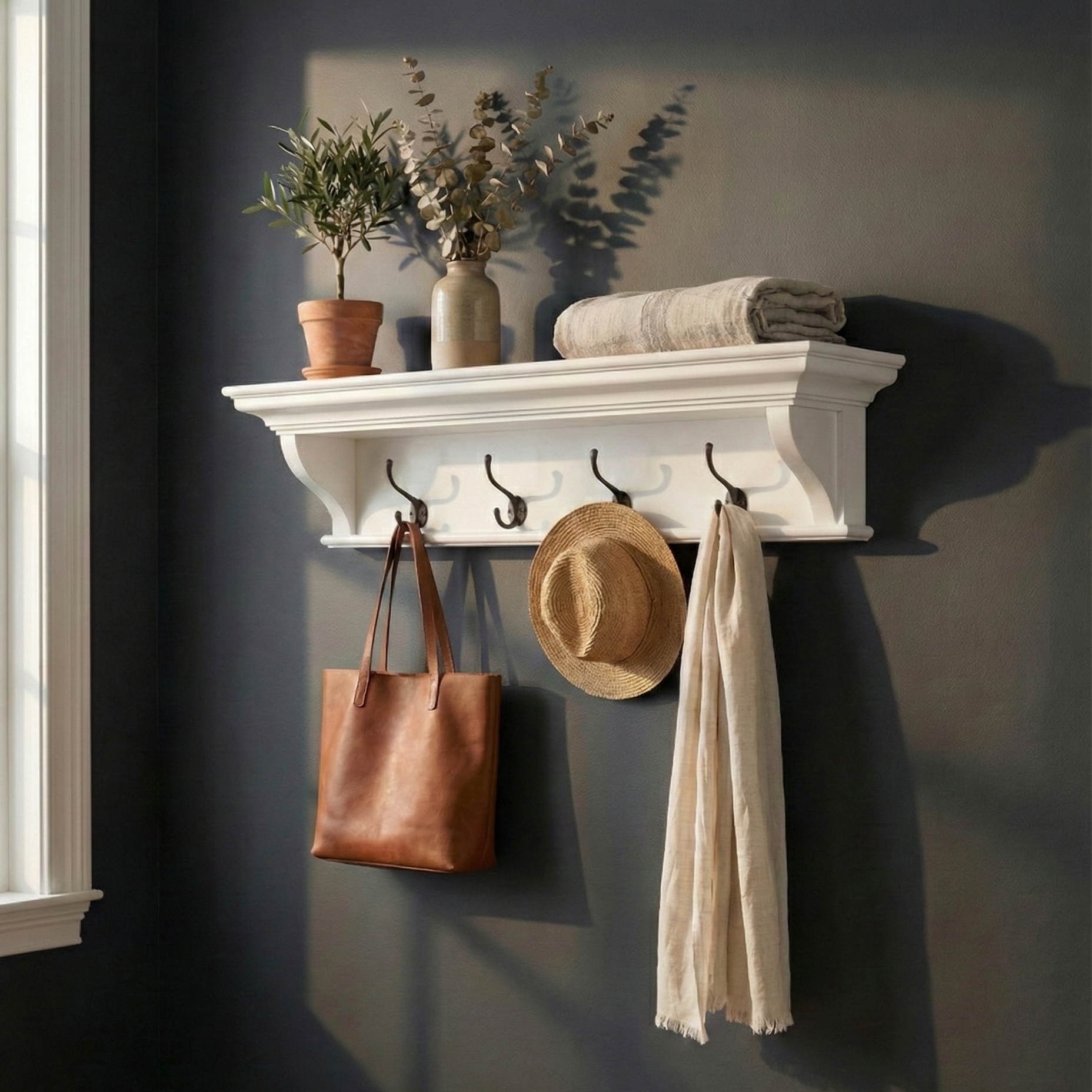 Halifax 4 Hook Coat Rack 70cm - White