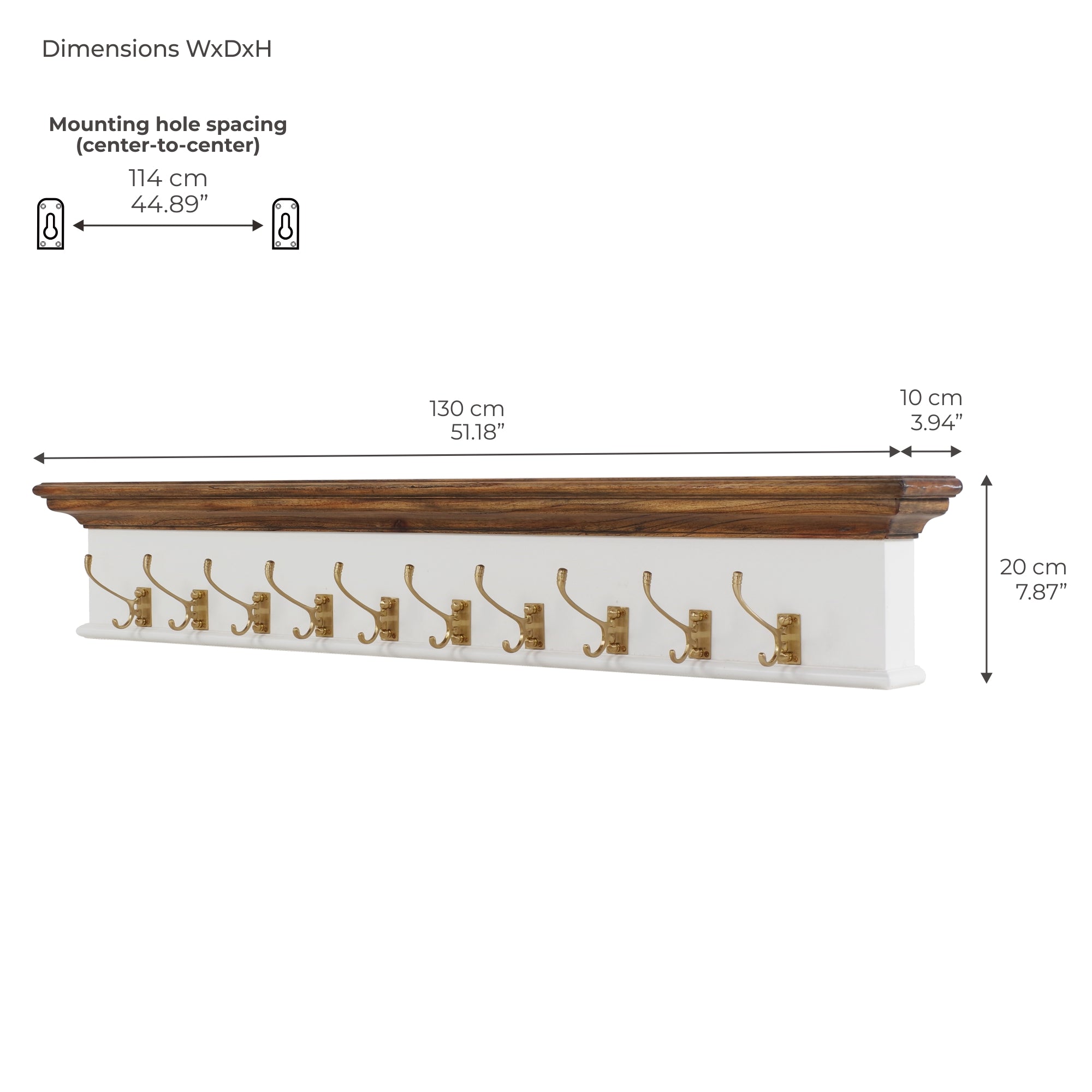 Corfu 10 Hook Coat Rack