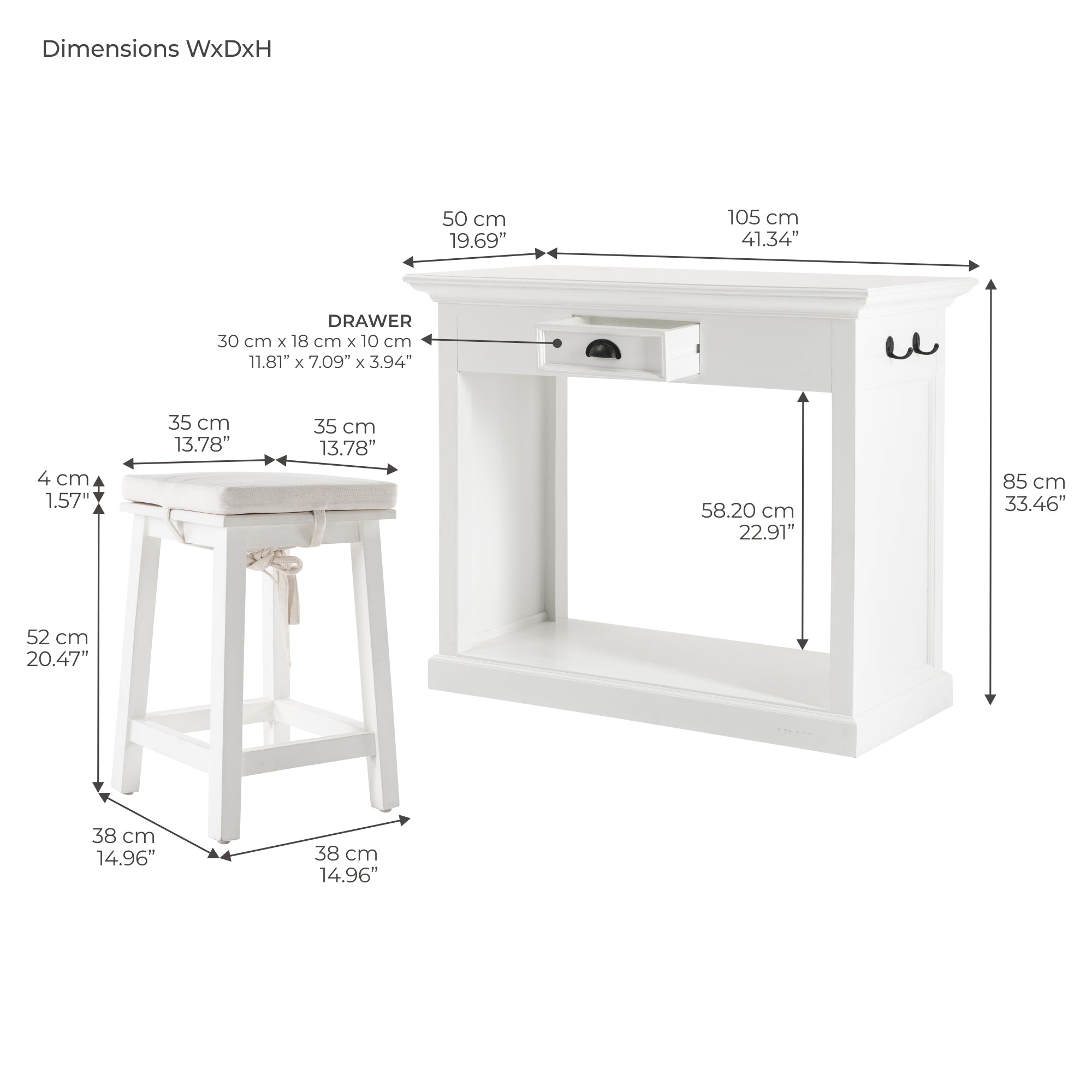 Halifax Breakfast Bar - White