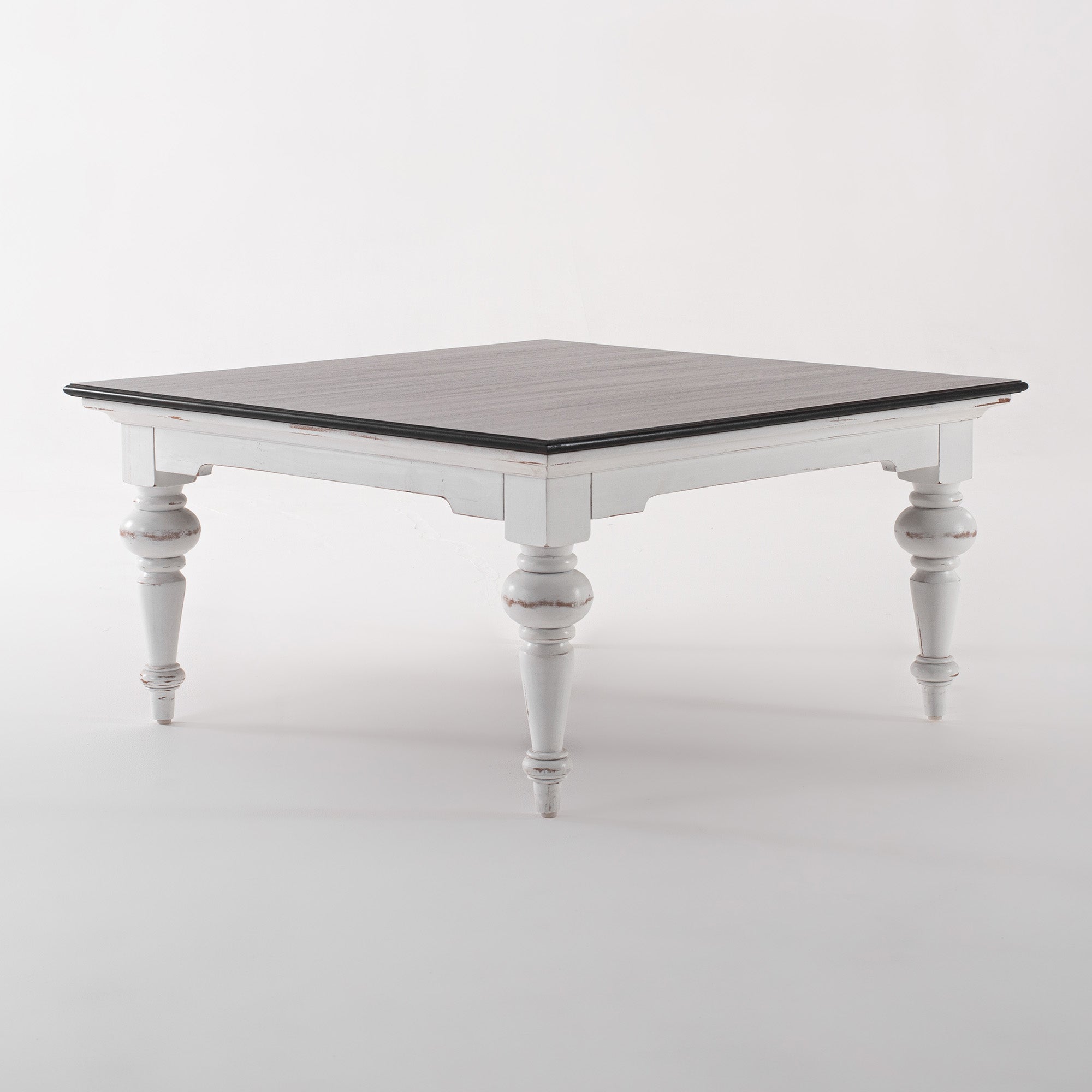 Provence Square Coffee Table - White with Dark Brown Top
