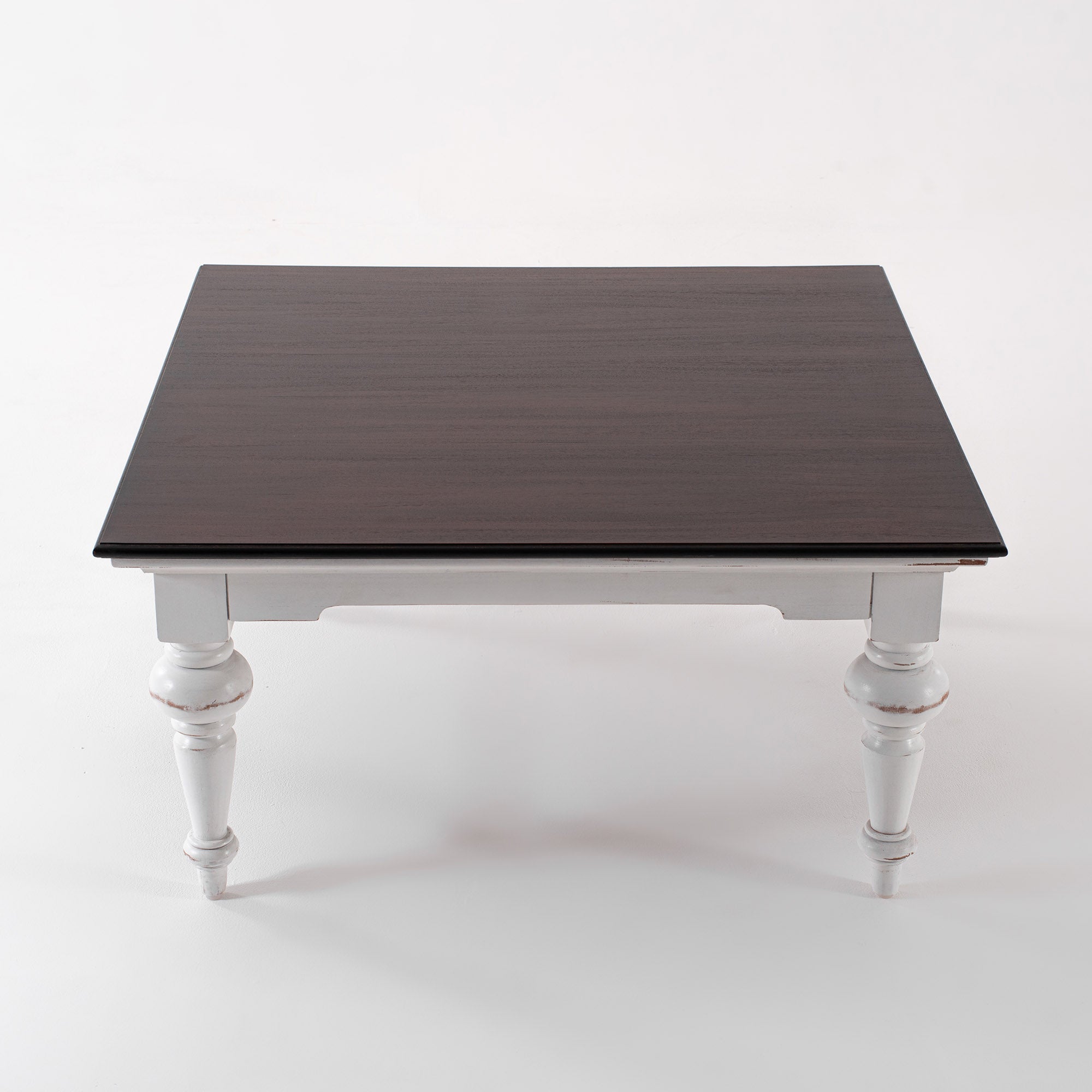Provence Square Coffee Table - White with Dark Brown Top