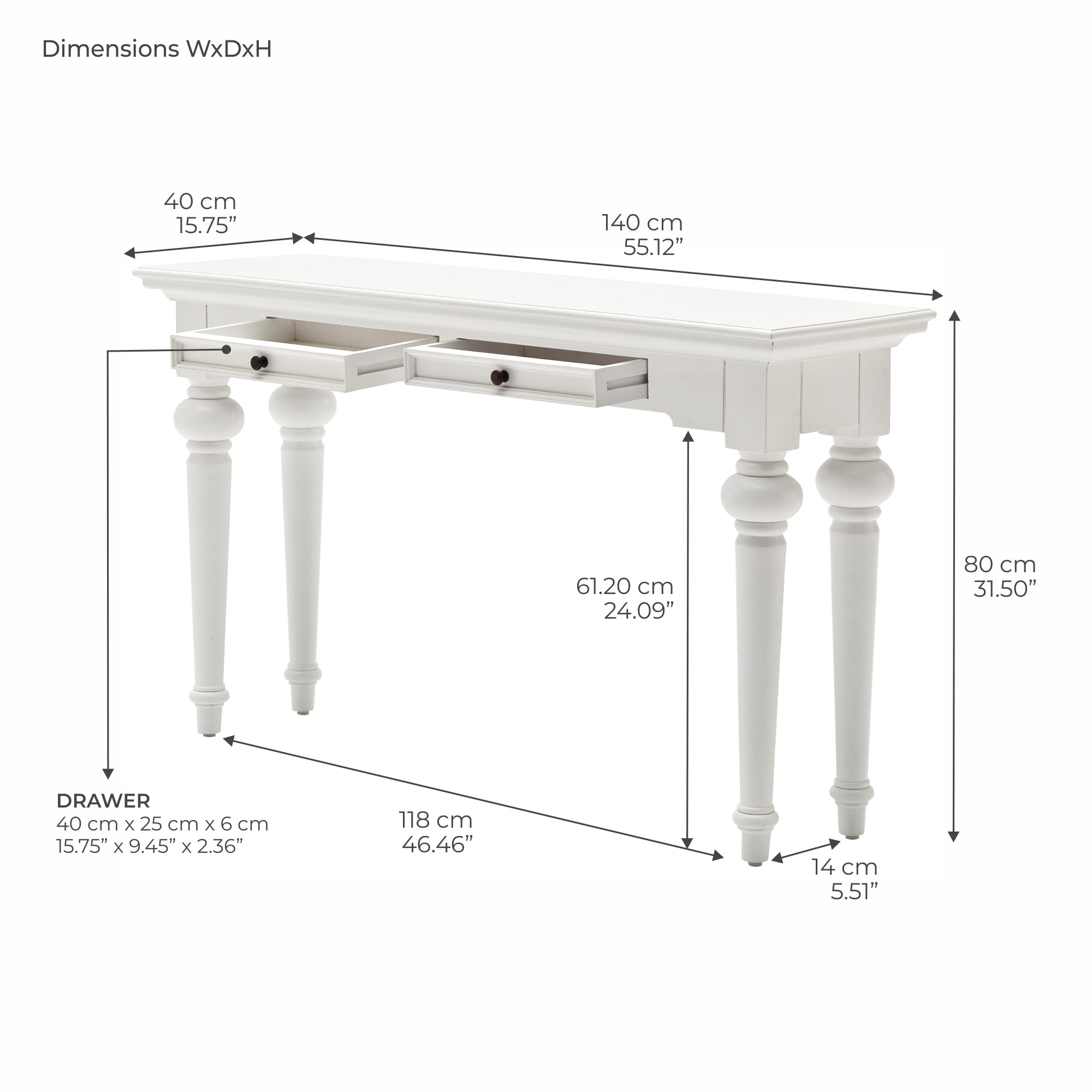 Provence Console Table - White