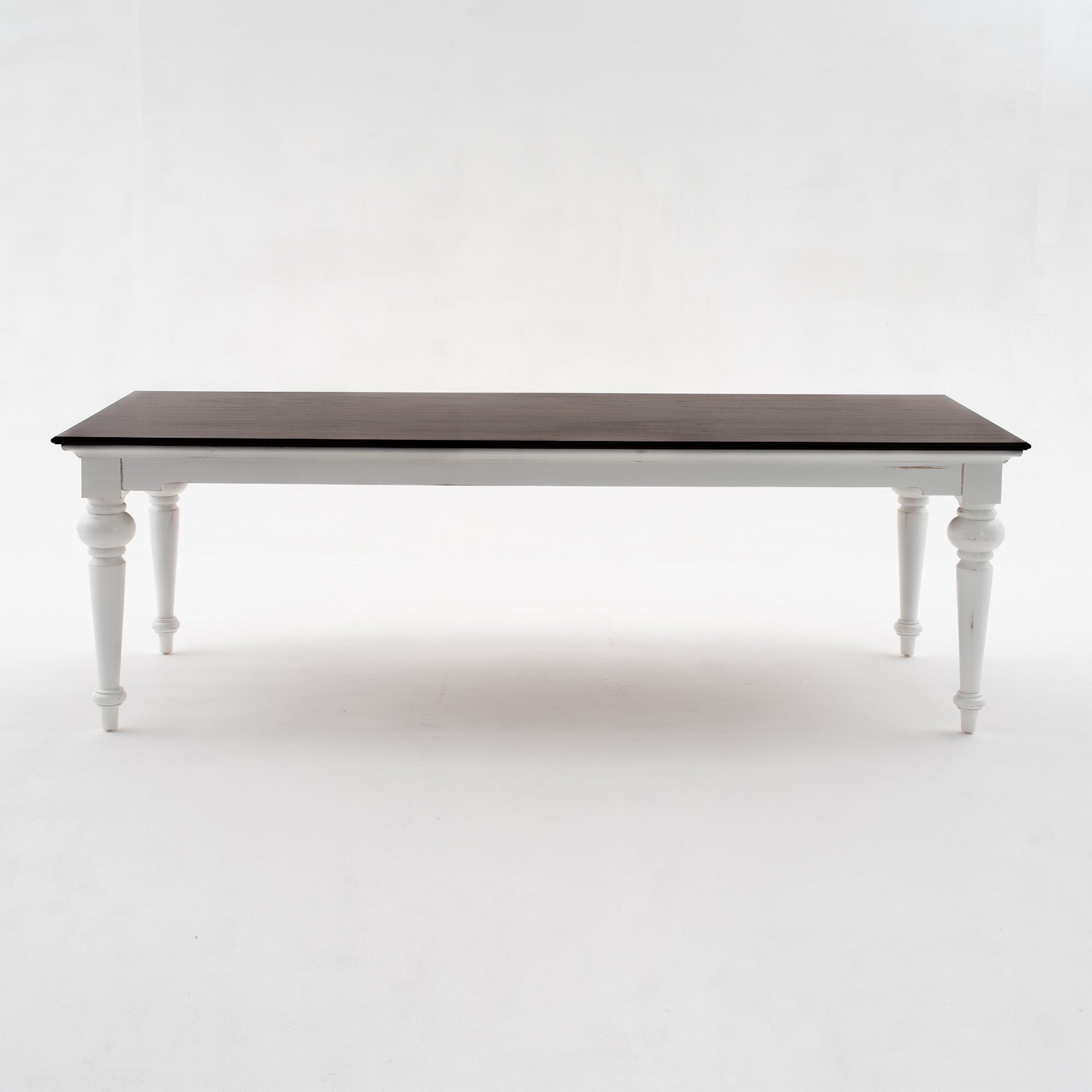Provence Dining Table 240cm - White With Dark Brown Top