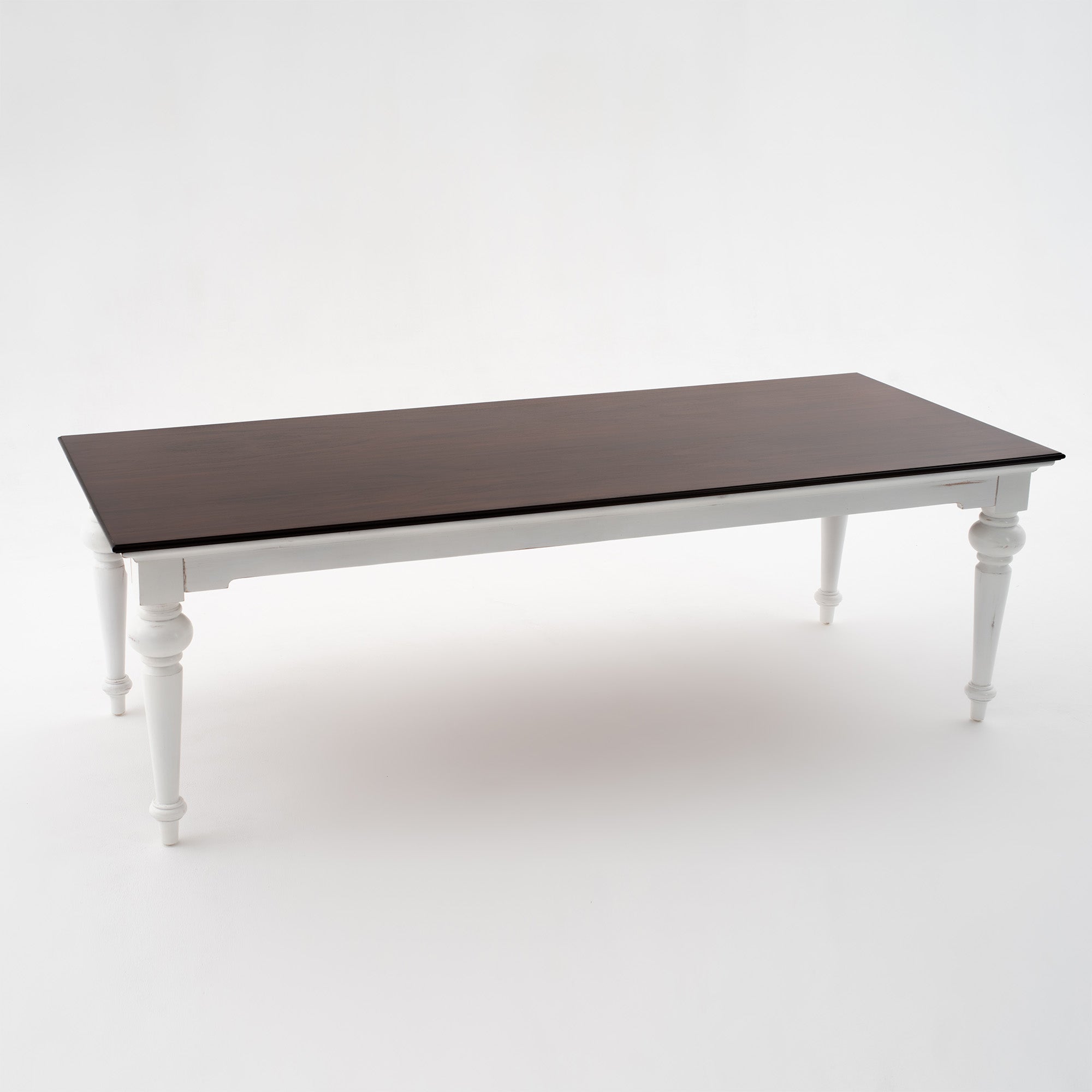 Provence Dining Table 240cm - White With Dark Brown Top