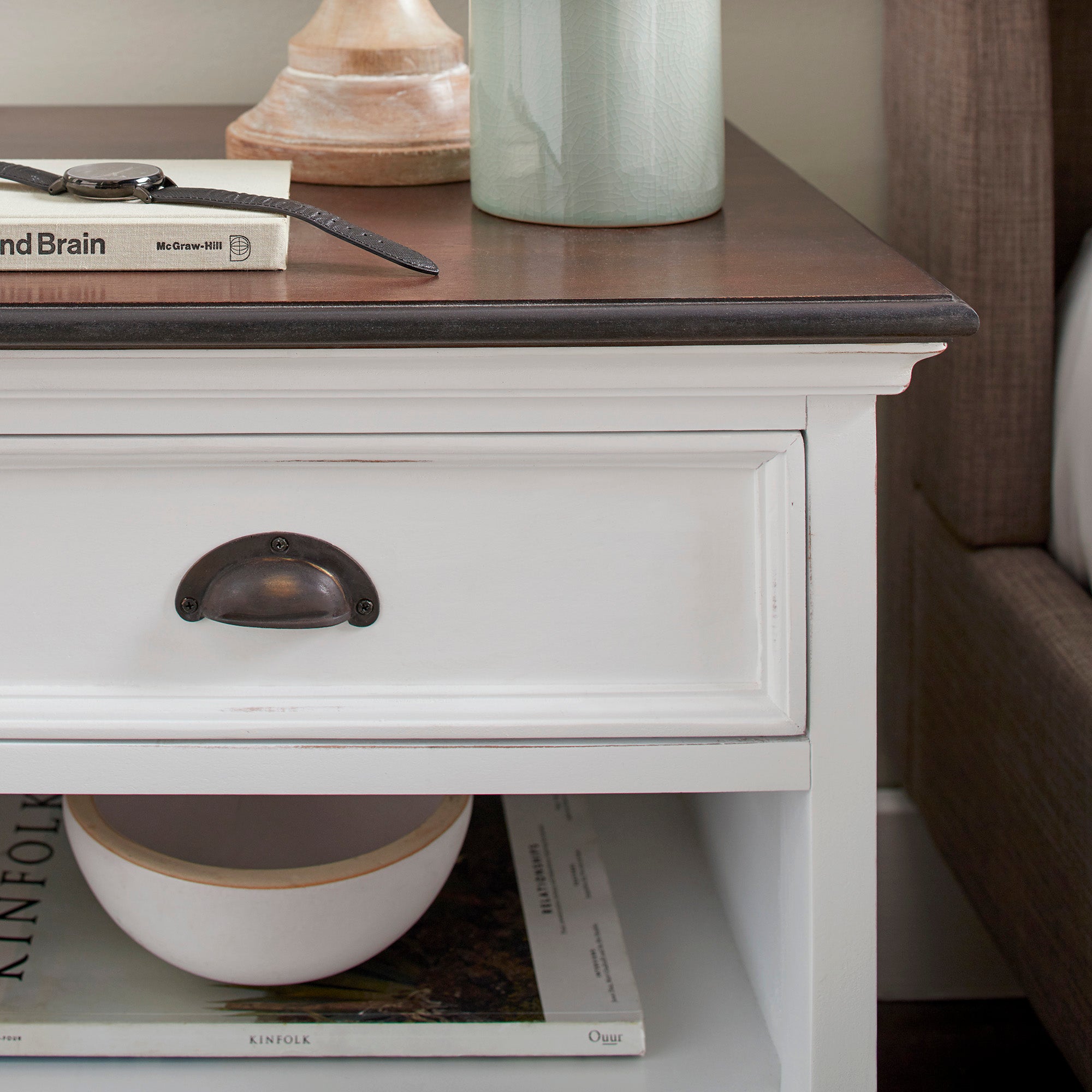 Halifax Accent Bedside Table with Shelves