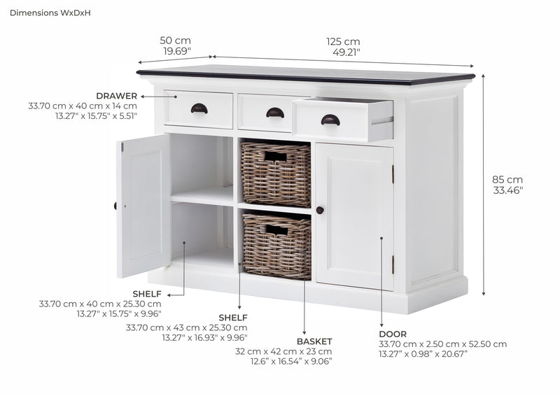 Halifax Contrast Buffet - White with Black Top