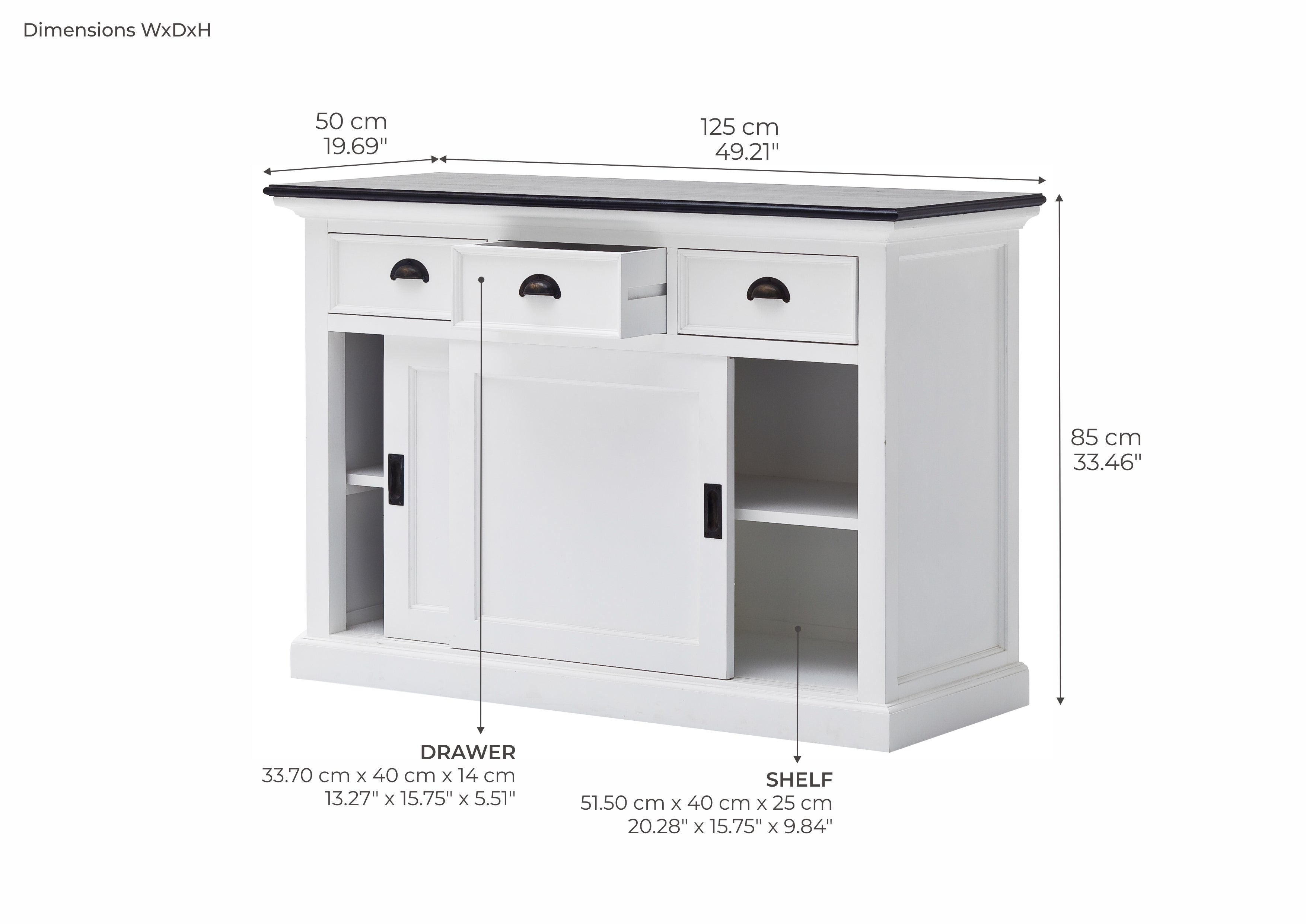 Halifax Contrast Buffet - White with Black Top