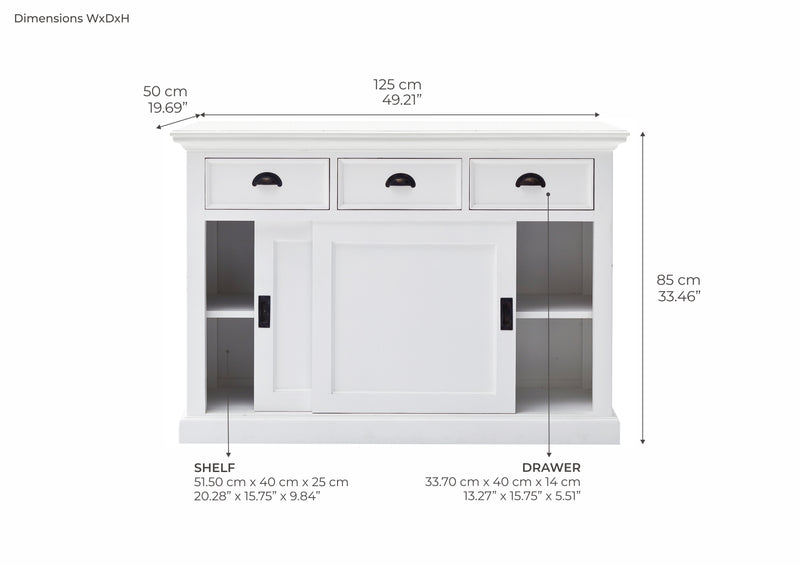 Halifax Buffet with Sliding Doors - White