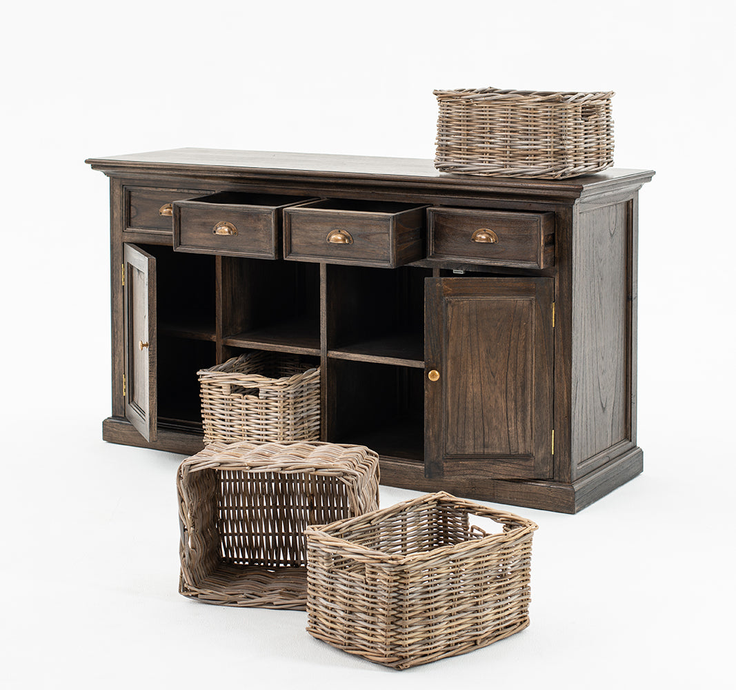 Halifax Mindi Buffet with 4 Baskets - Black