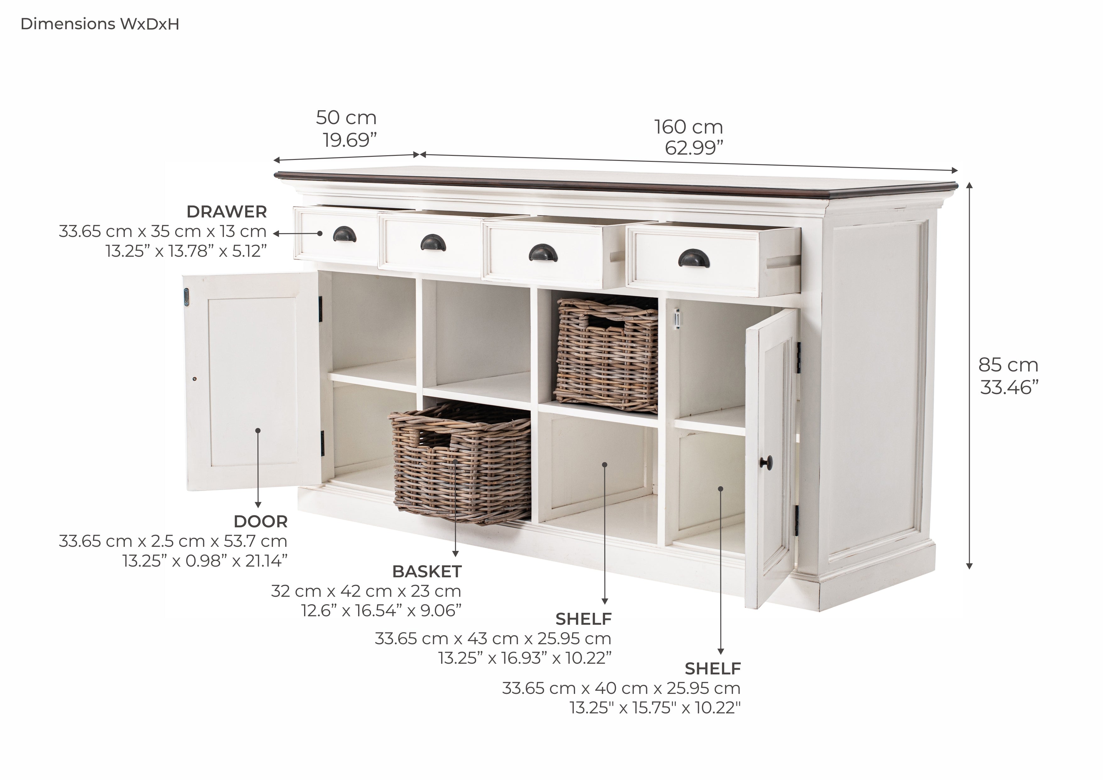 Halifax Accent Buffet with 4 Baskets