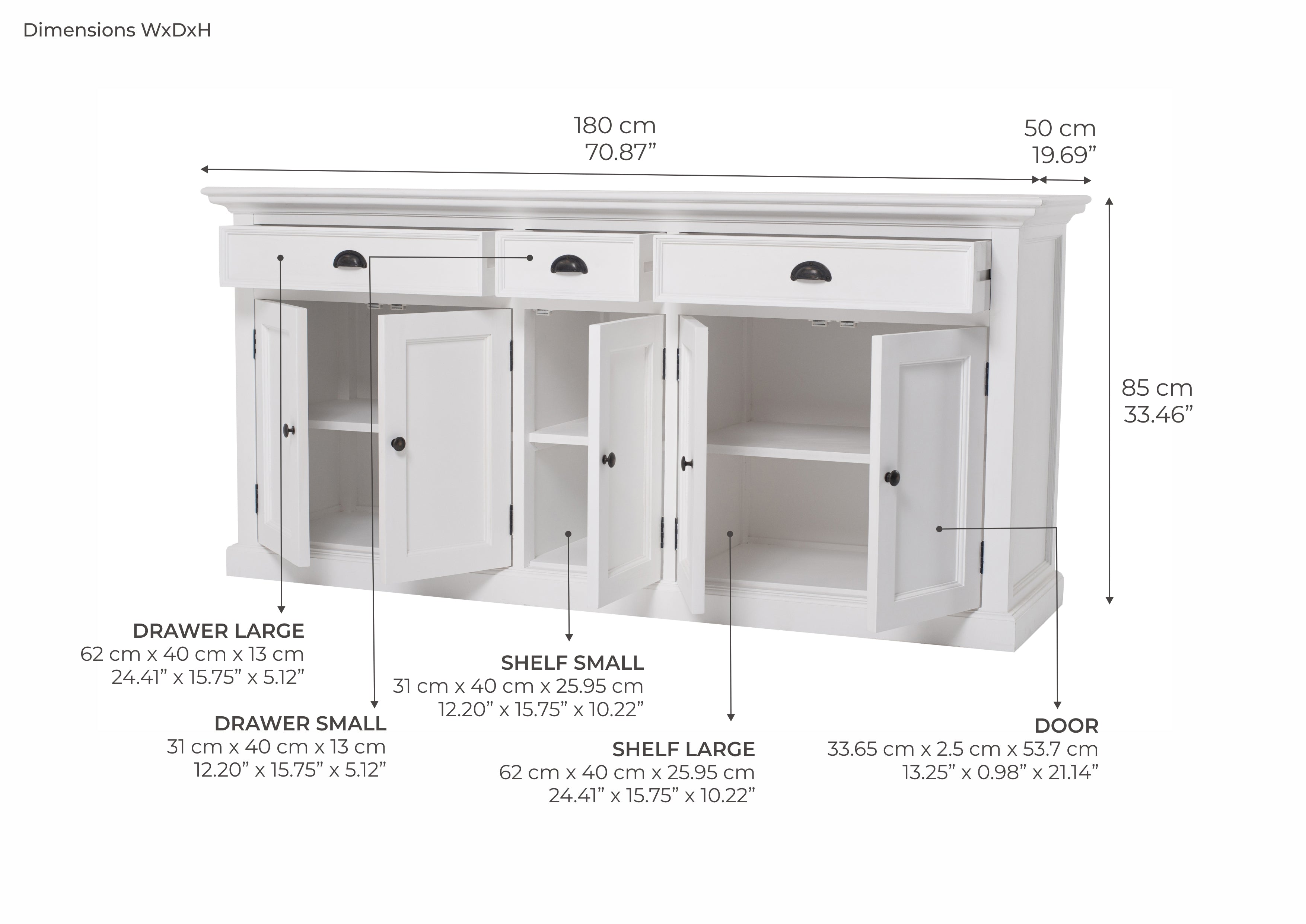 Buffet with 3 Drawers and 5 Doors