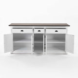 Buffet with 3 Drawers and 5 Doors - White Distress & Deep Brown