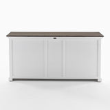 Buffet with 3 Drawers and 5 Doors - White Distress & Deep Brown