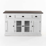 Buffet with 4 Doors 3 Drawers White Distress & Deep Brown