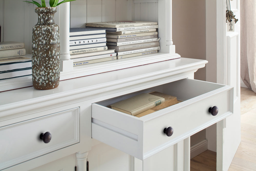 Provence Buffet and Open Hutch Cabinet - White