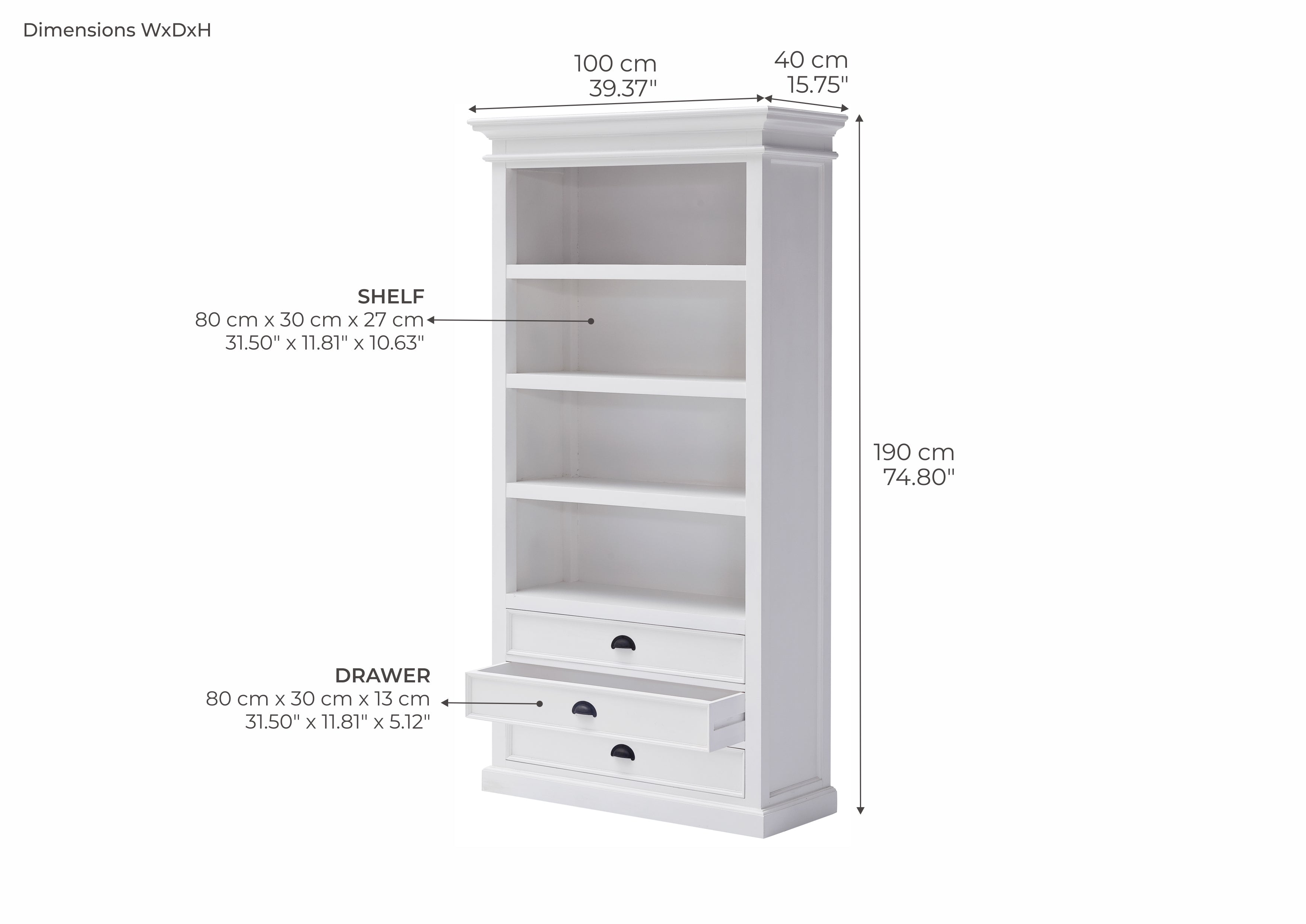 Halifax Bookcase - White