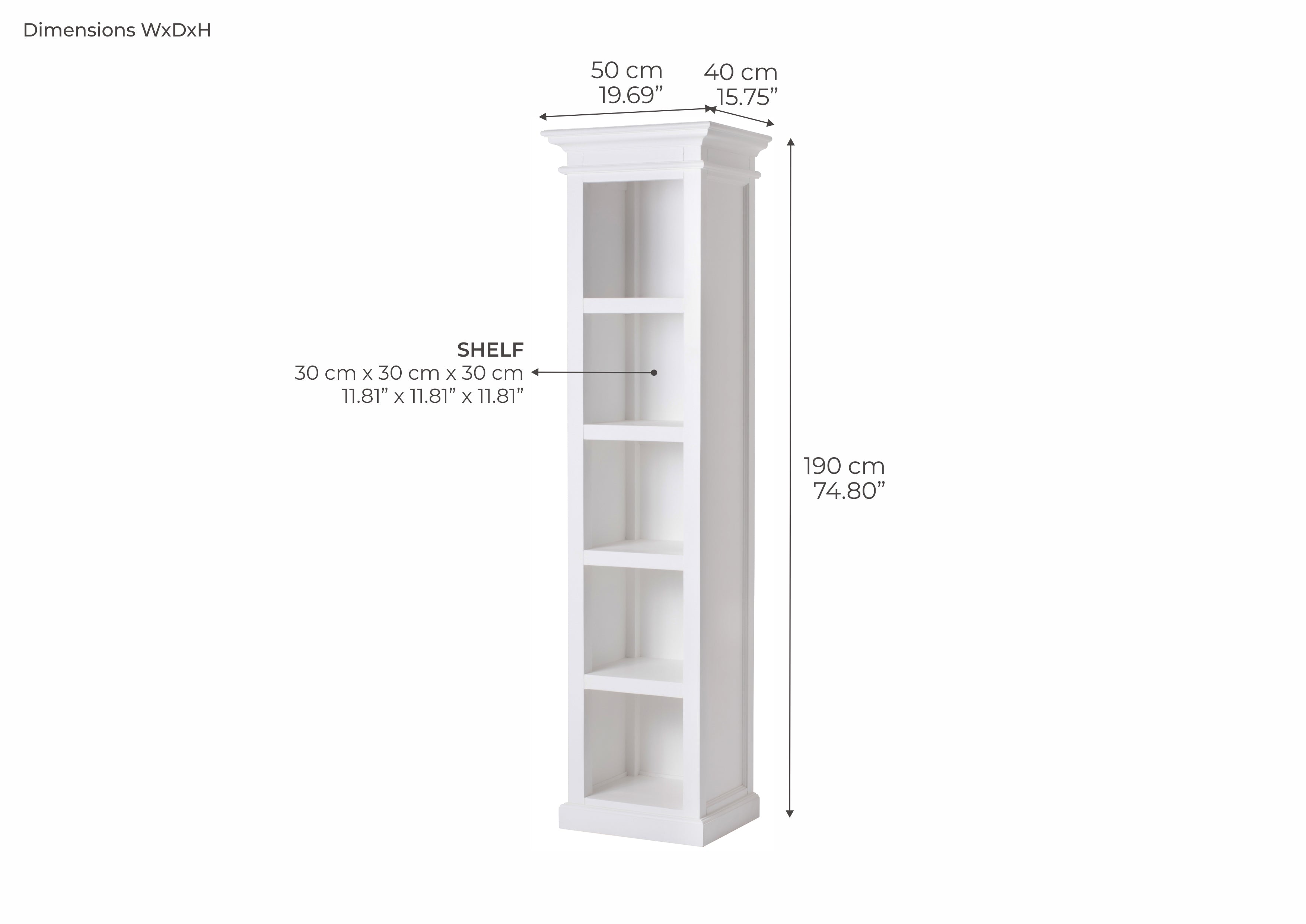 Halifax Thin Line Bookcase - White