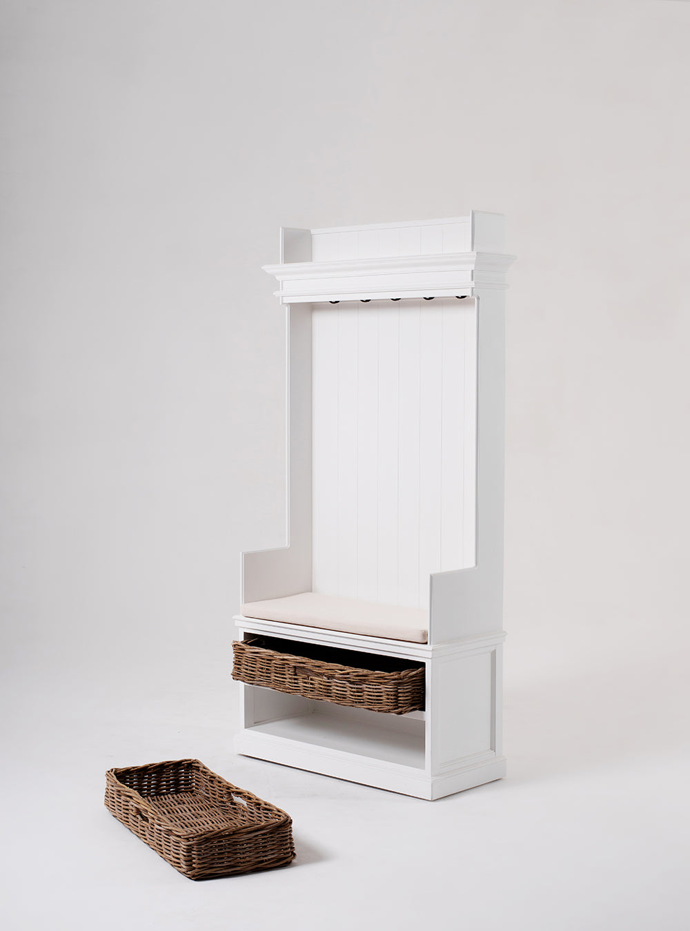 Halifax Coat Hanger Unit With Baskets - White