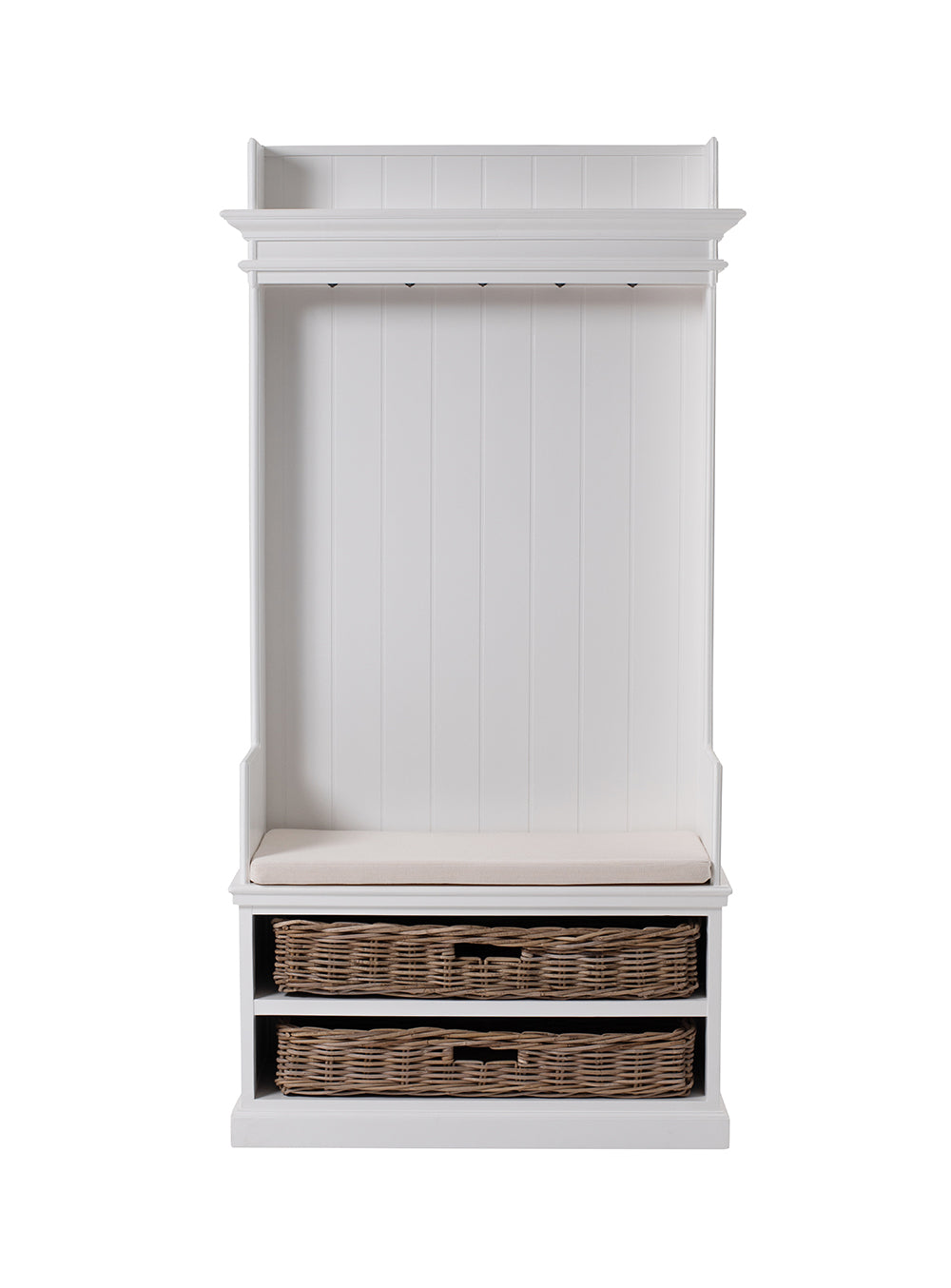 Halifax Coat Hanger Unit With Baskets - White