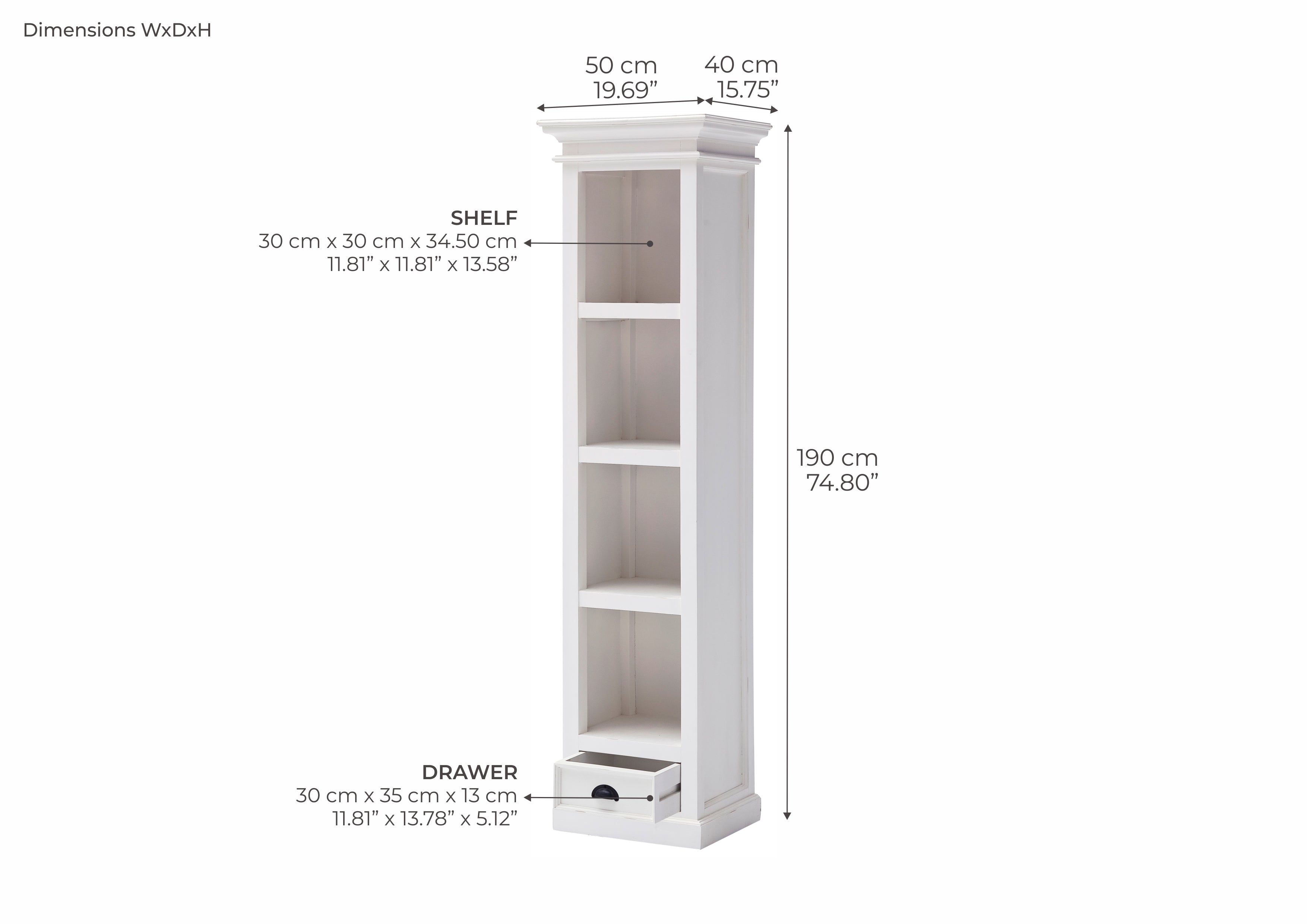 Halifax Thin Line Bookcase - White