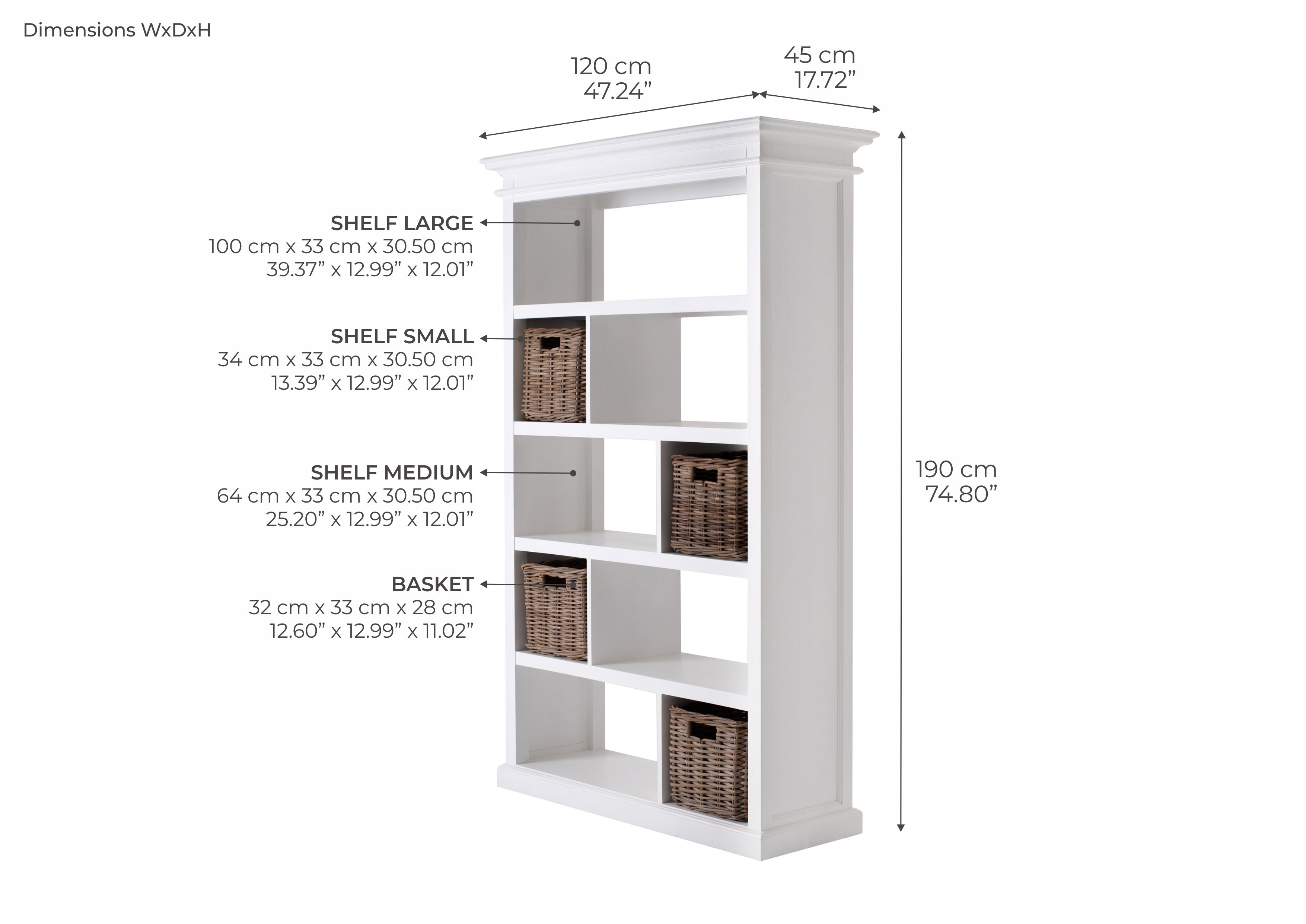 Halifax Open Bookcase / Room Divider - White