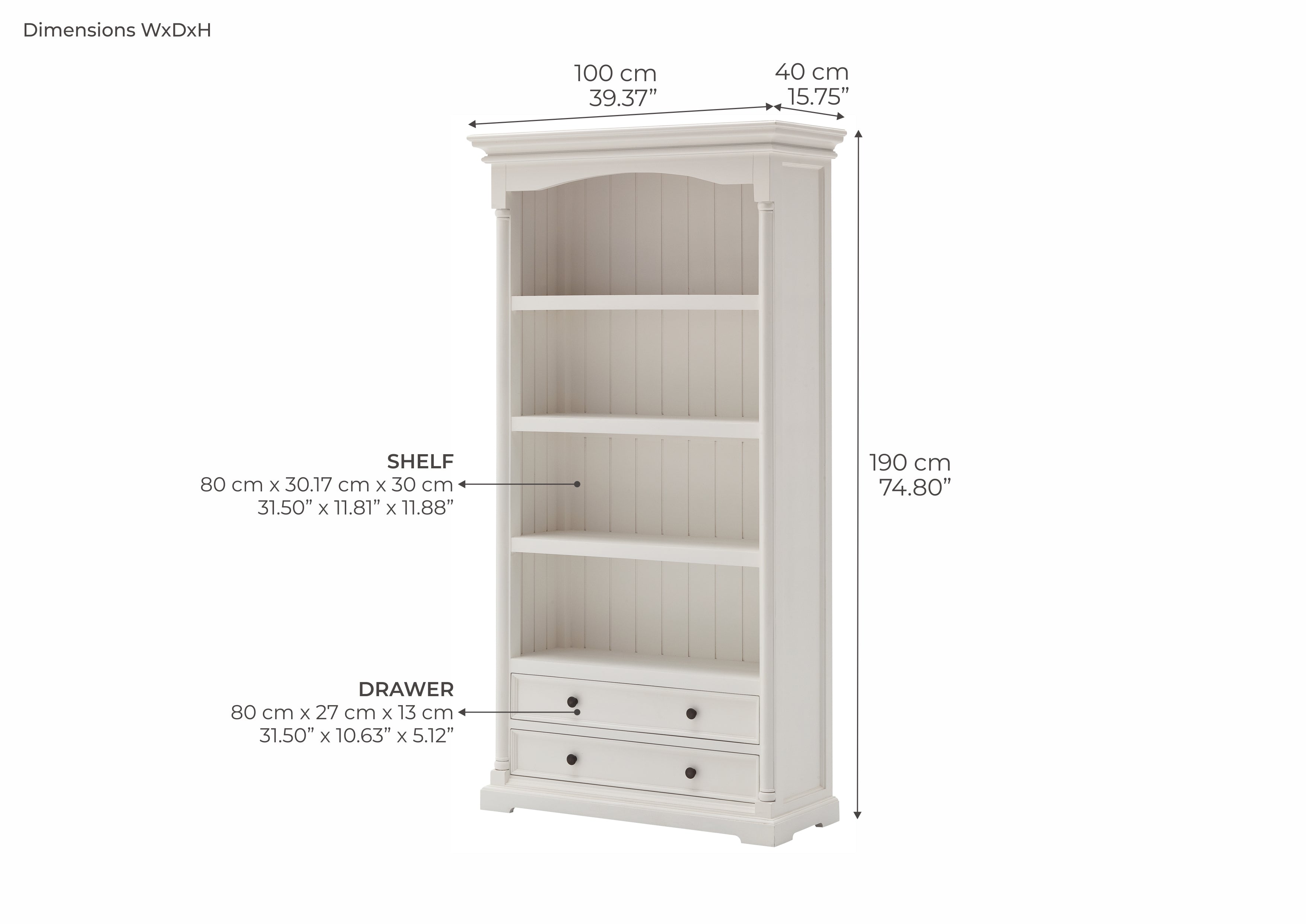 Provence Bookcase - White