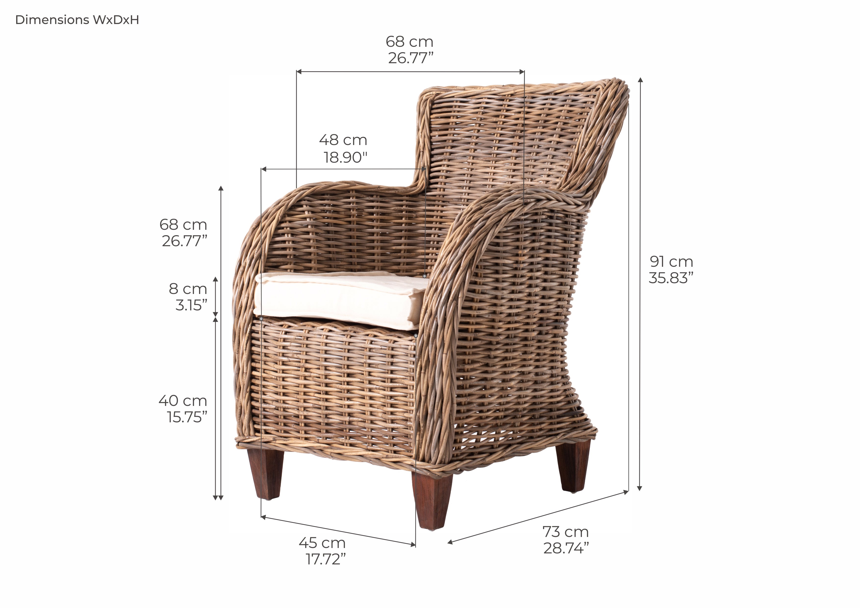 Baron Kubu Rattan Arm Chair (Set of 2)