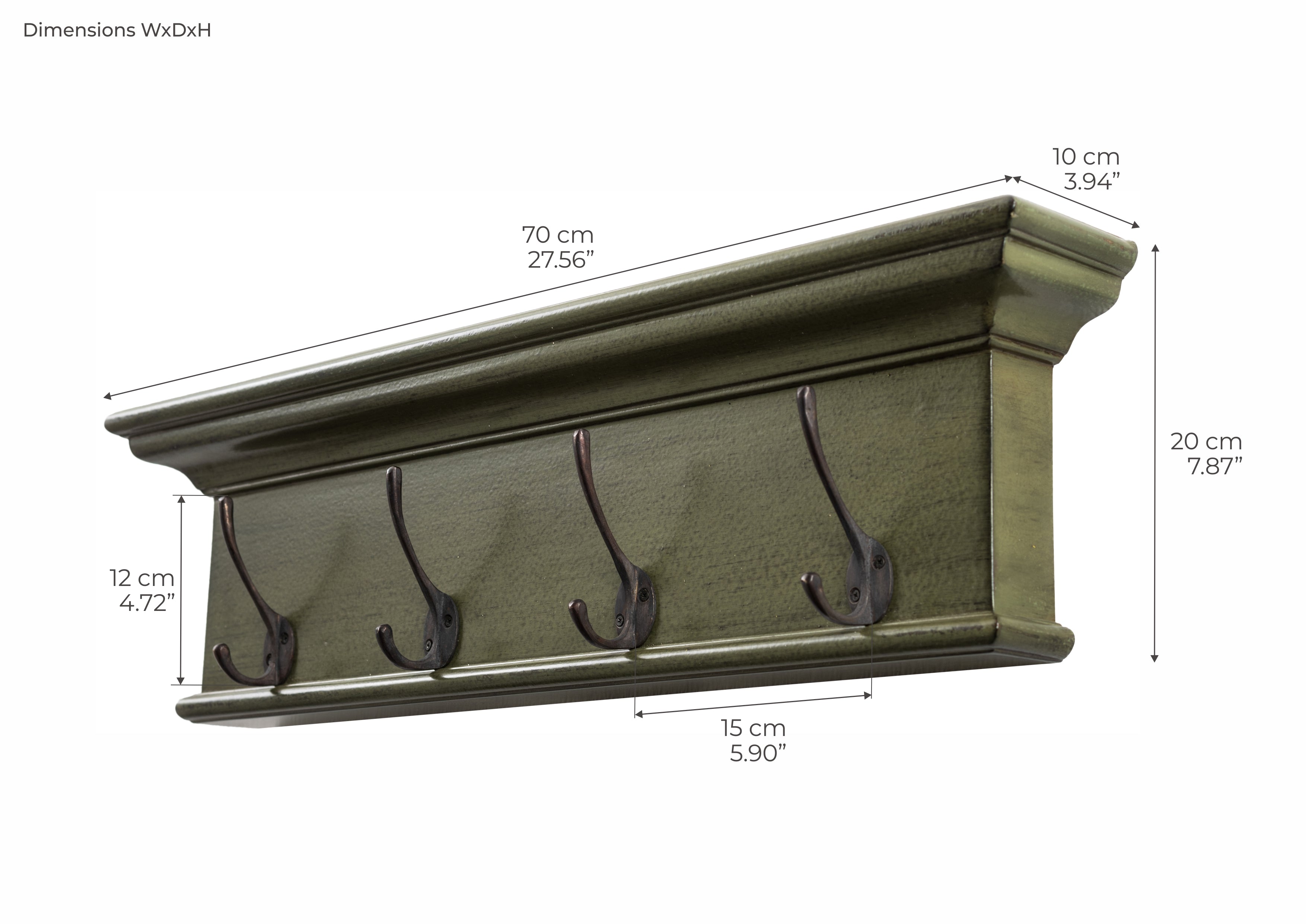 Halifax 4 Hook Coat Rack - Green