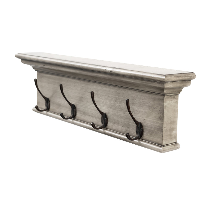 Halifax 4 Hook Coat Rack - White Rustic