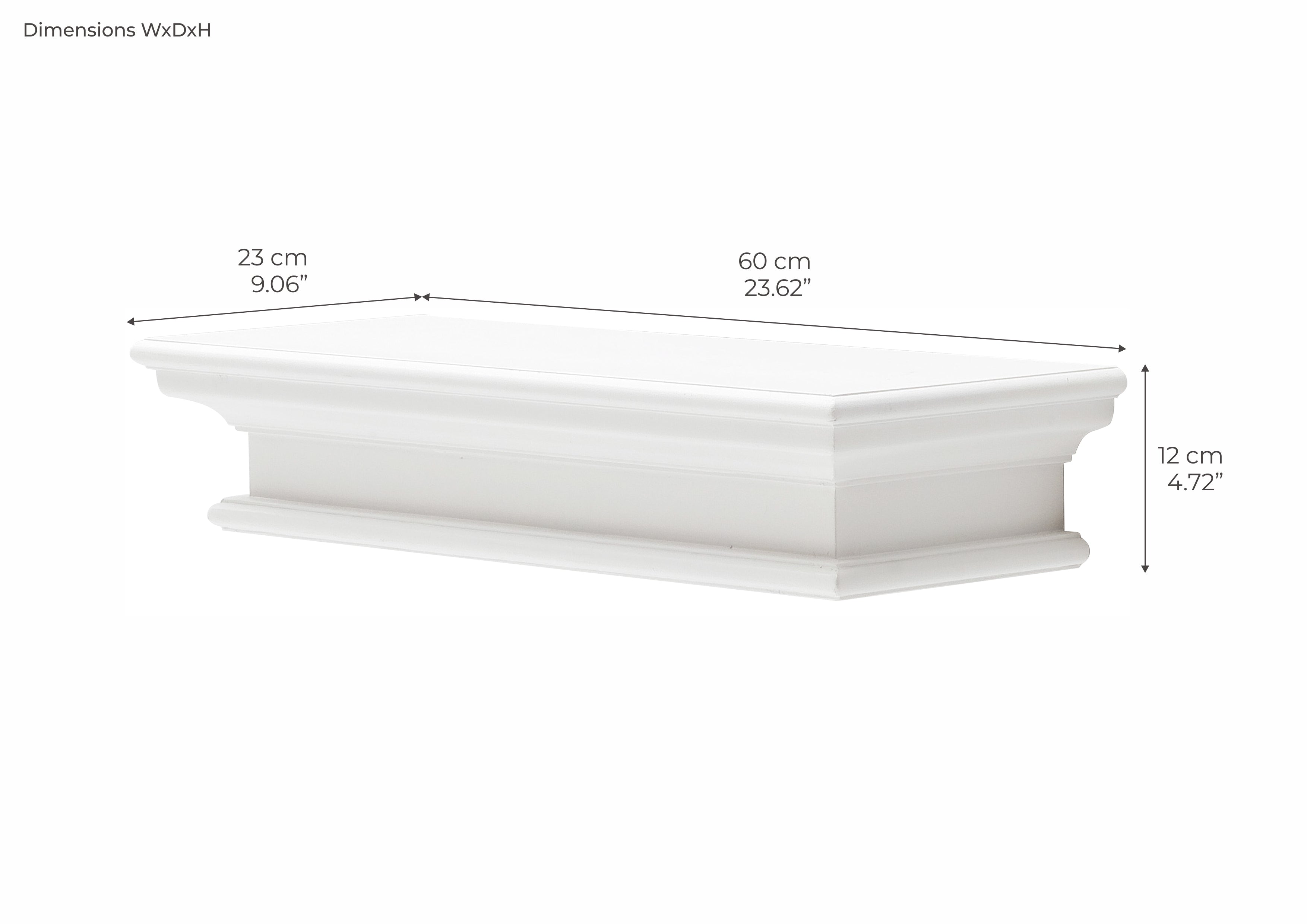 Halifax Floating Wall Shelf 60cm - White