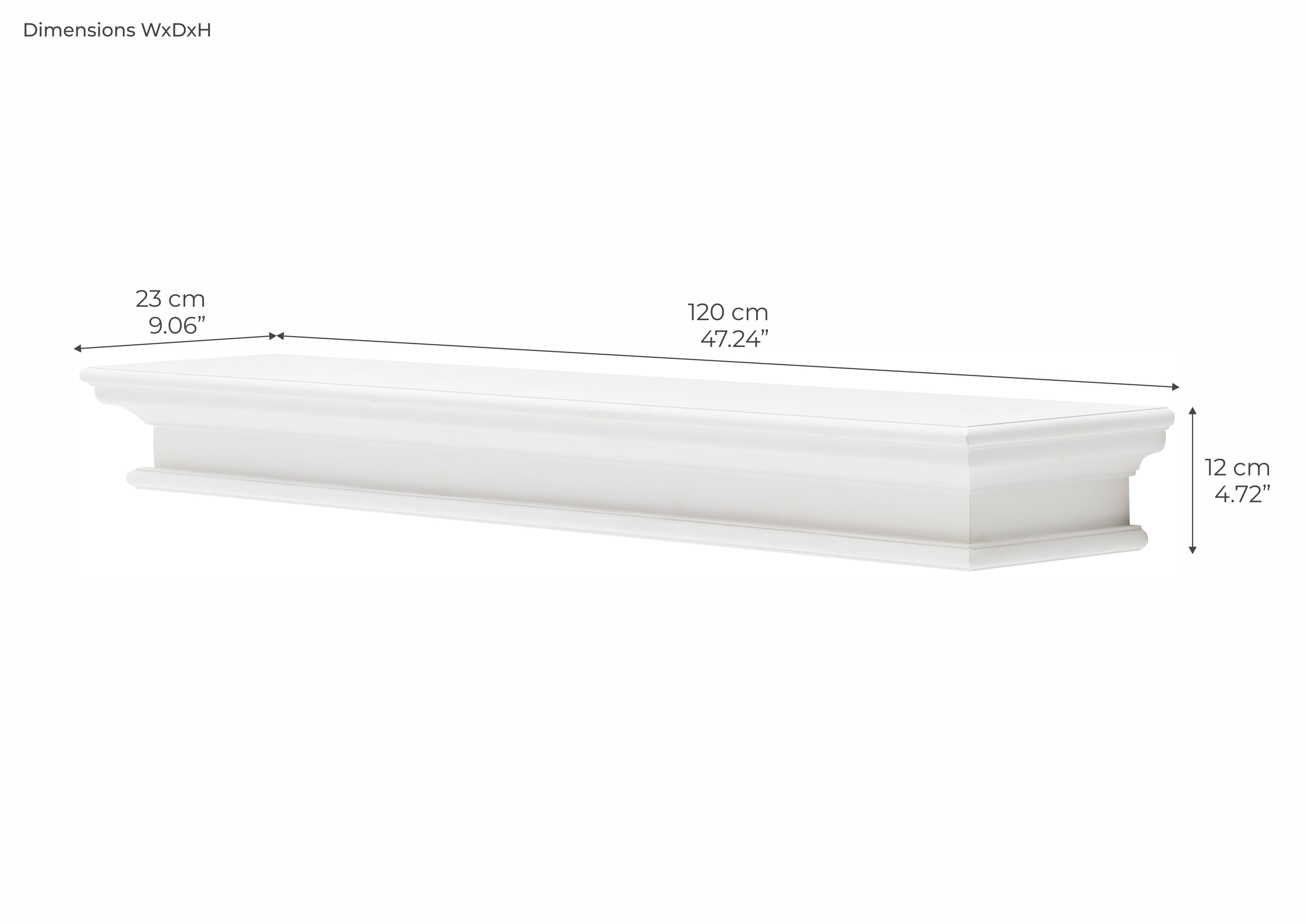 Halifax Floating Wall Shelf 120cm - White