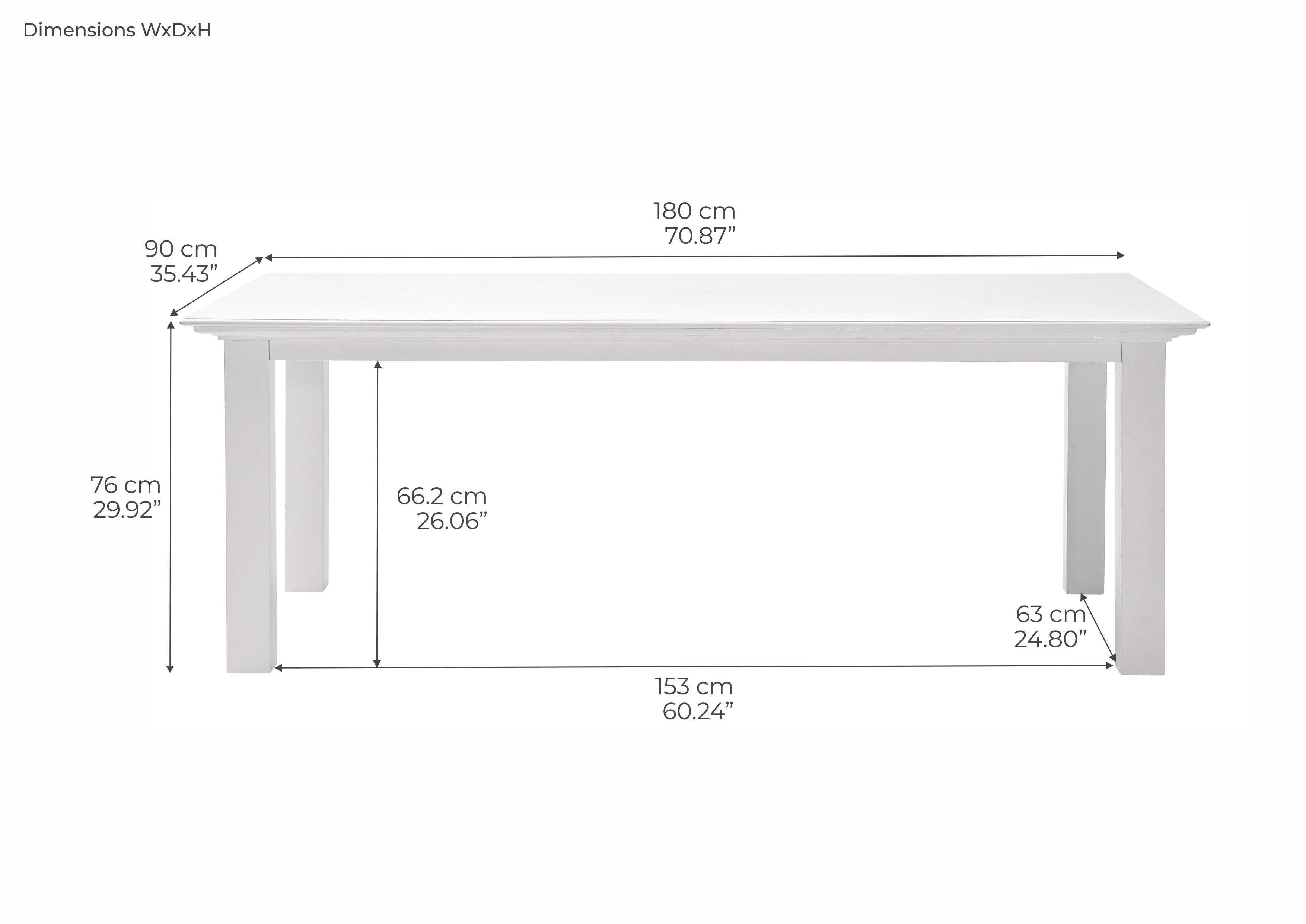 Halifax Dining Table 180cm - White