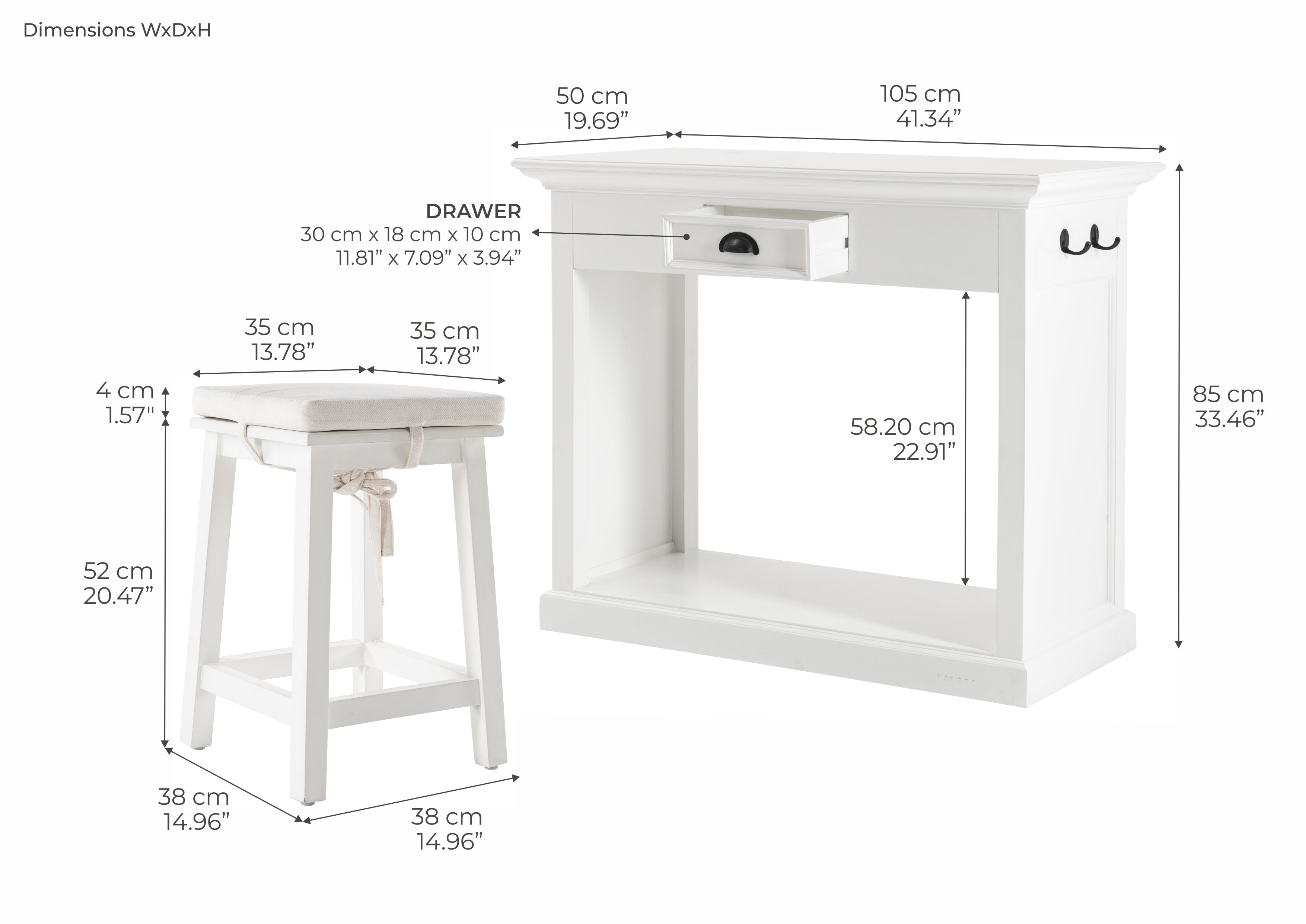 Halifax Breakfast Bar - White