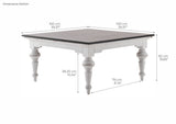 Provence Square Coffee Table - White with Dark Brown Top