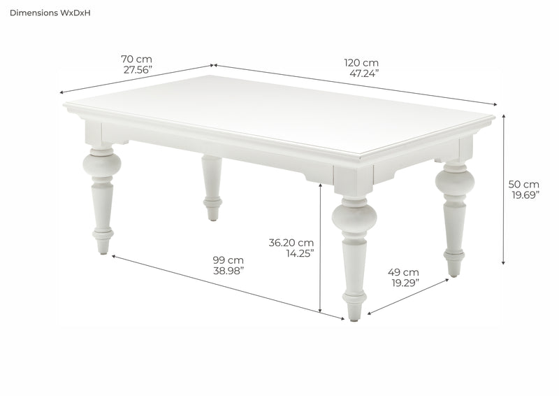 Provence Rectangle Coffee Table - White