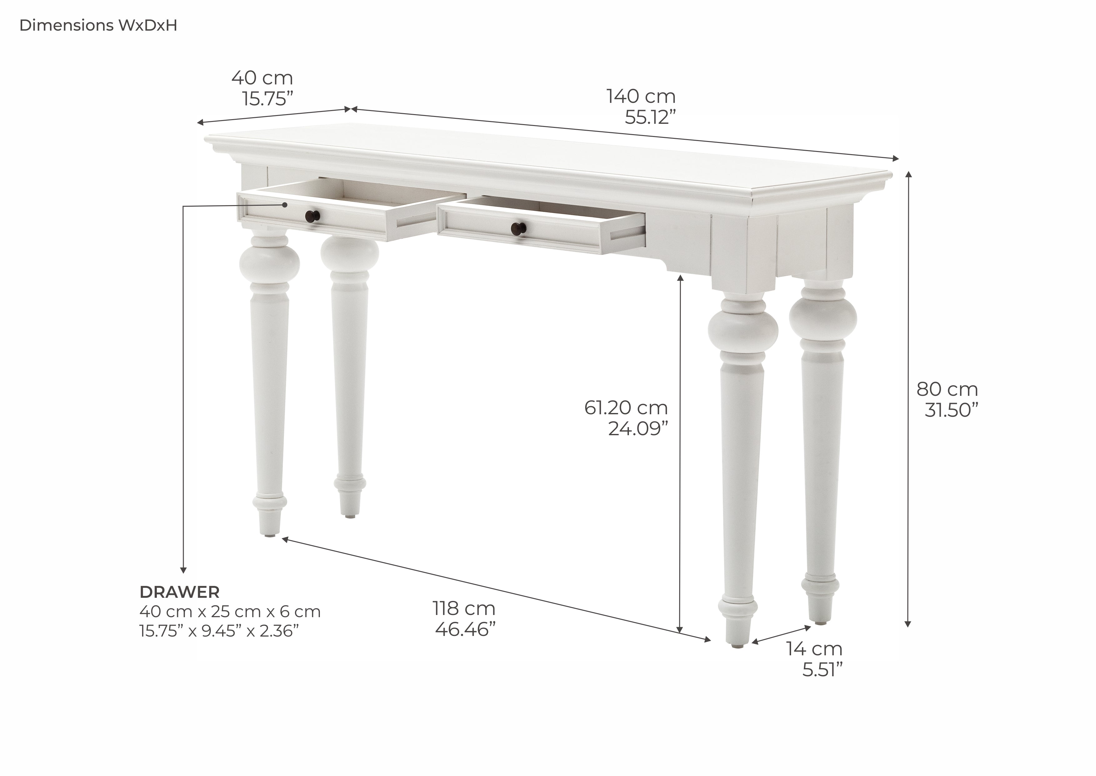 Provence Console Table - White