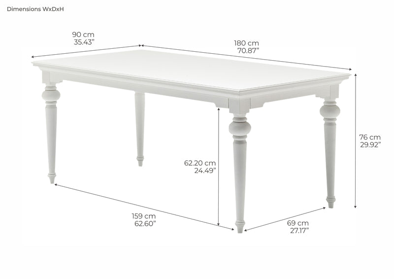 Provence Dining Table 180cm - White