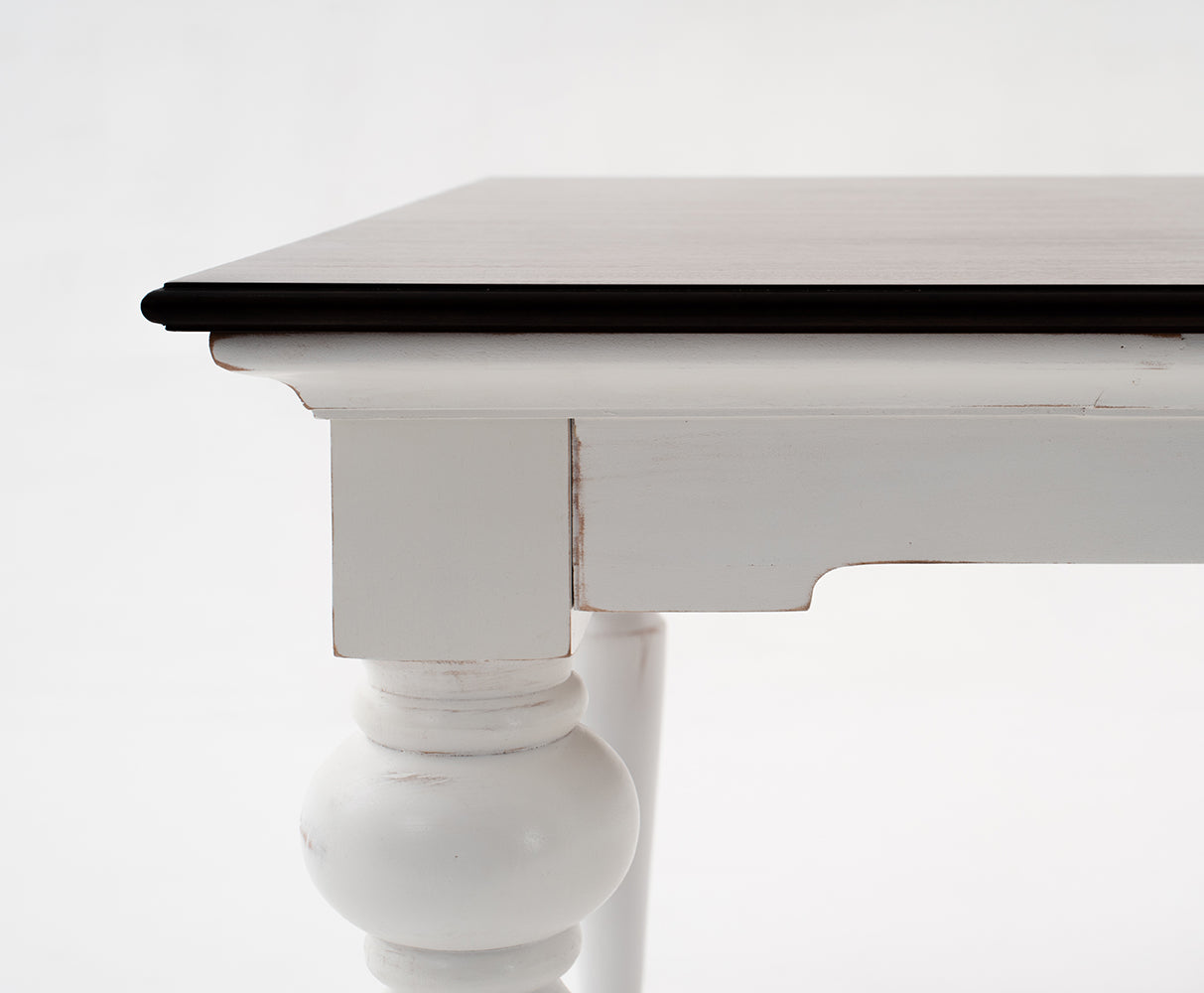 Provence Dining Table 240cm - White With Dark Brown Top