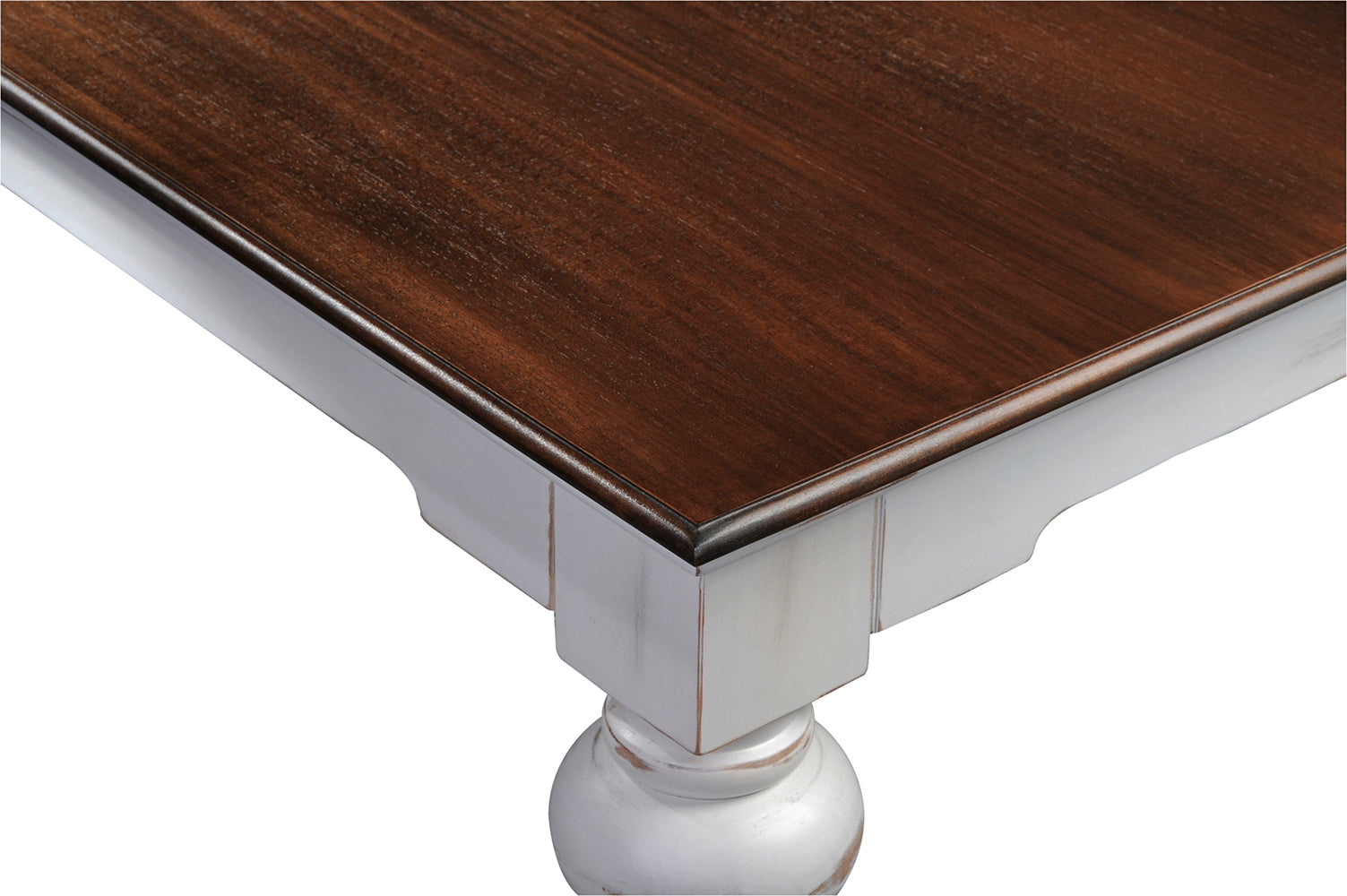Provence Dining Table 240cm - White With Dark Brown Top